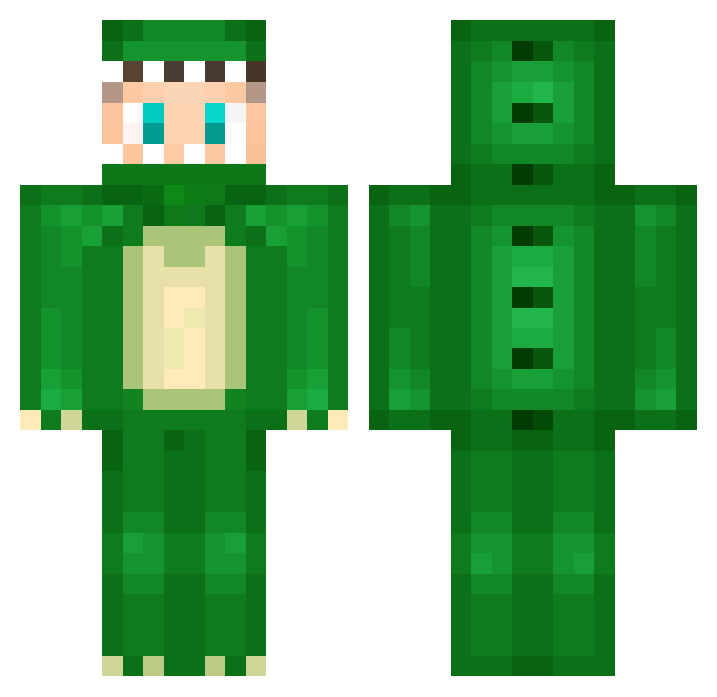 PacTNwa Minecraft skin, front and back view