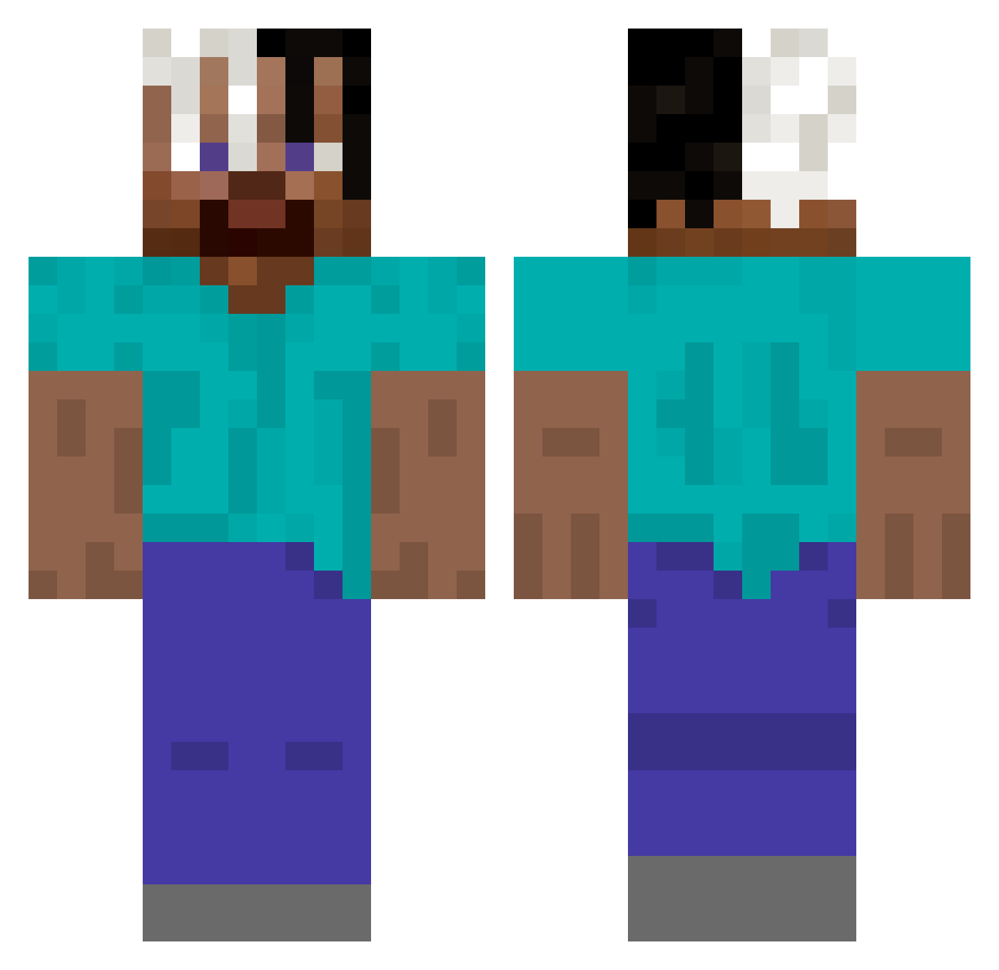 xPqin Minecraft skin, front and back view