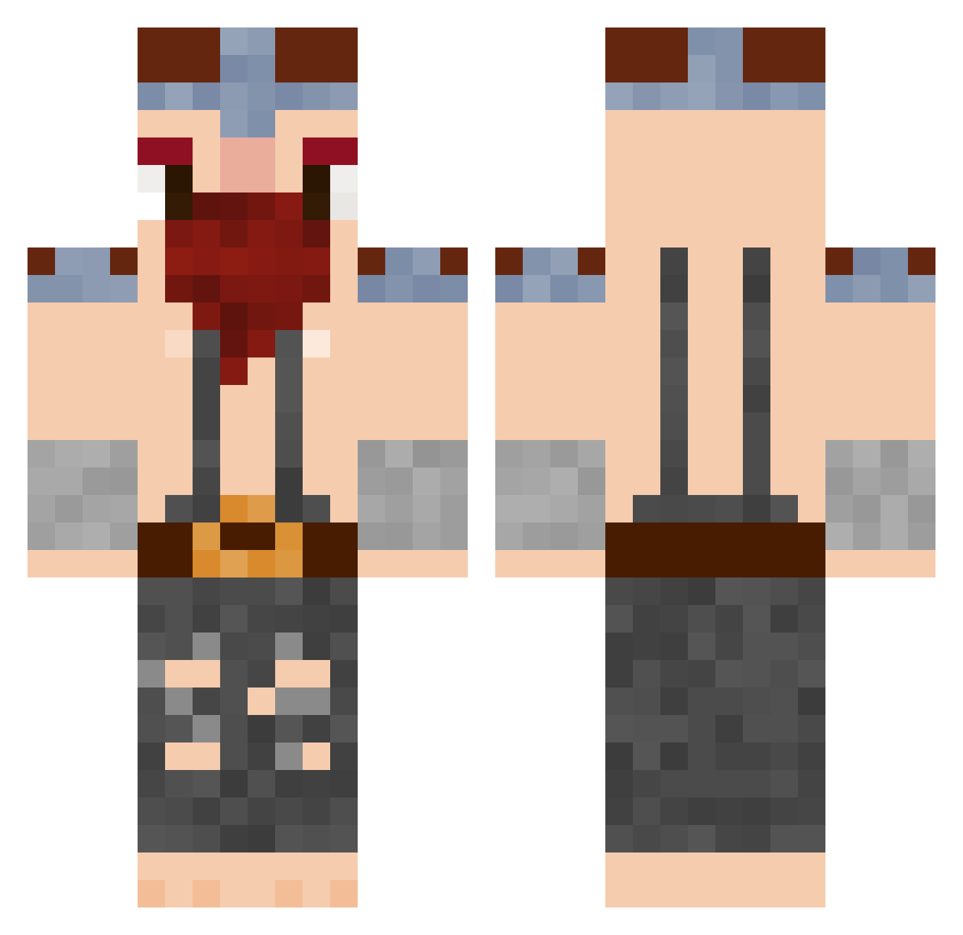 PersonStove Minecraft skin, front and back view
