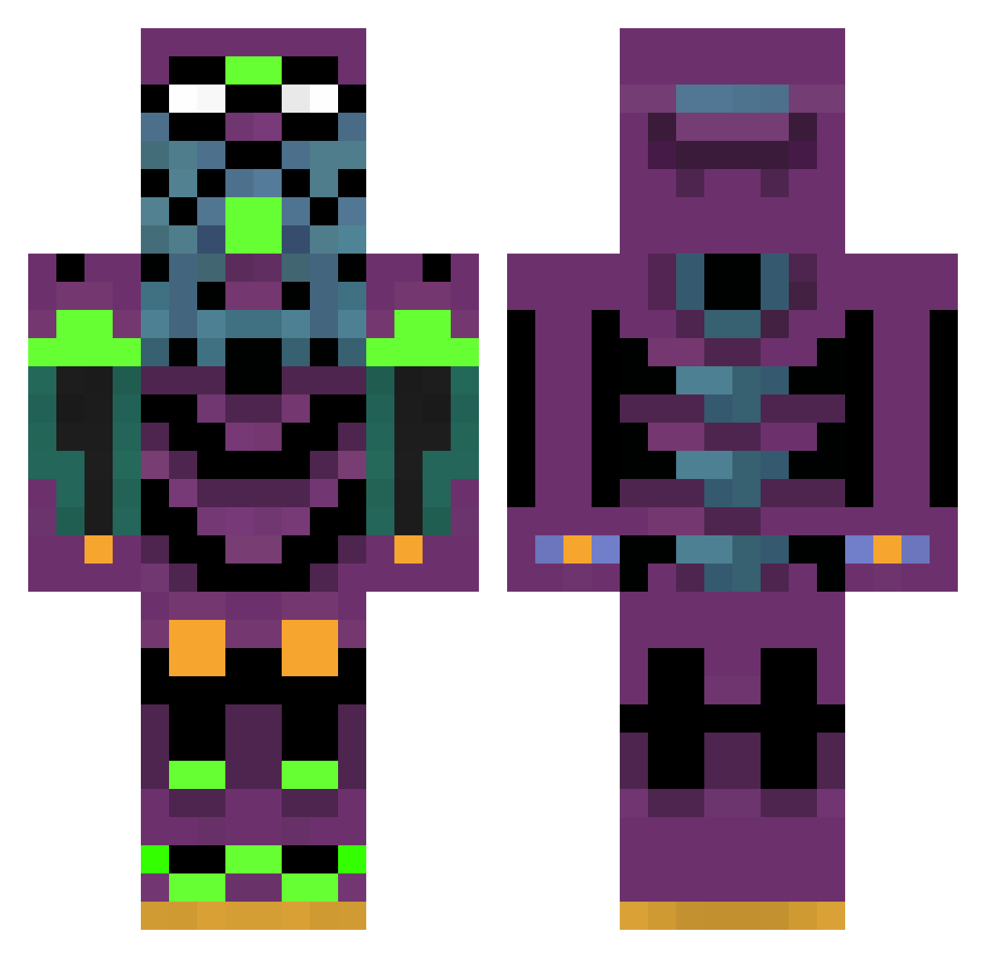 Evangelion Minecraft skin, front and back view