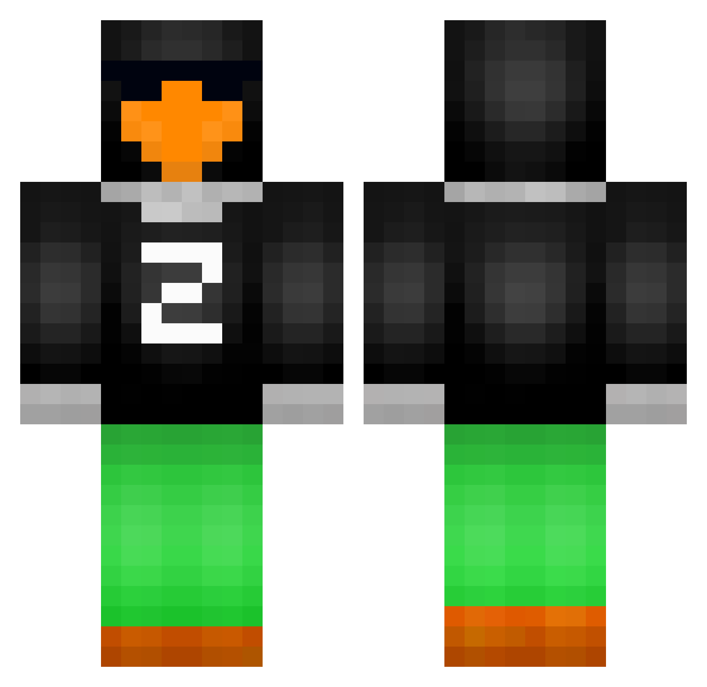 injustic3d Minecraft skin, front and back view