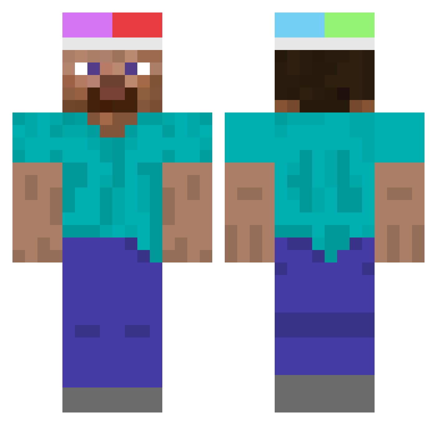 bootyliciousman Minecraft skin, front and back view