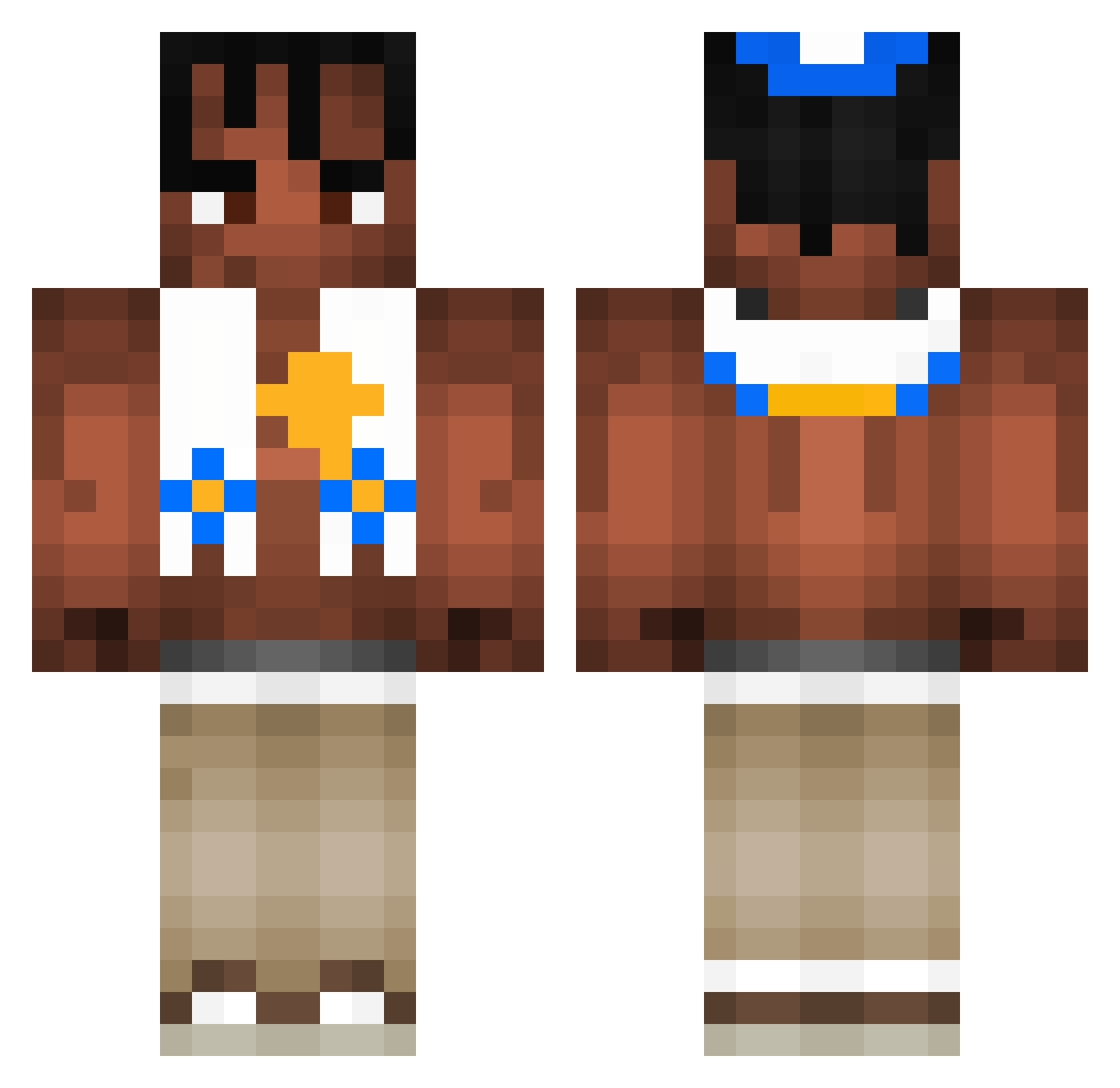 MisterMonki Minecraft skin, front and back view