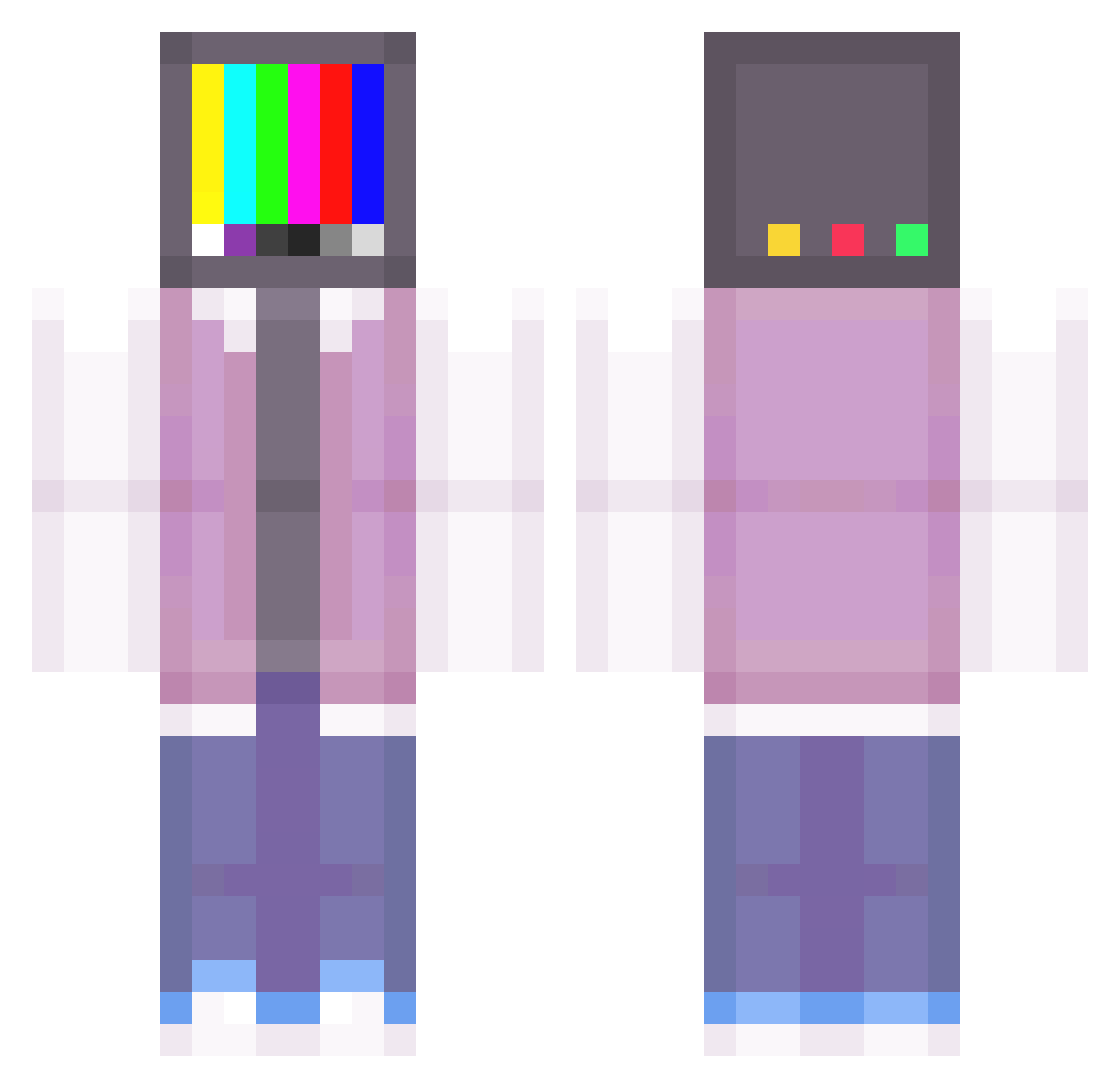 TheTqkeOver Minecraft skin, front and back view