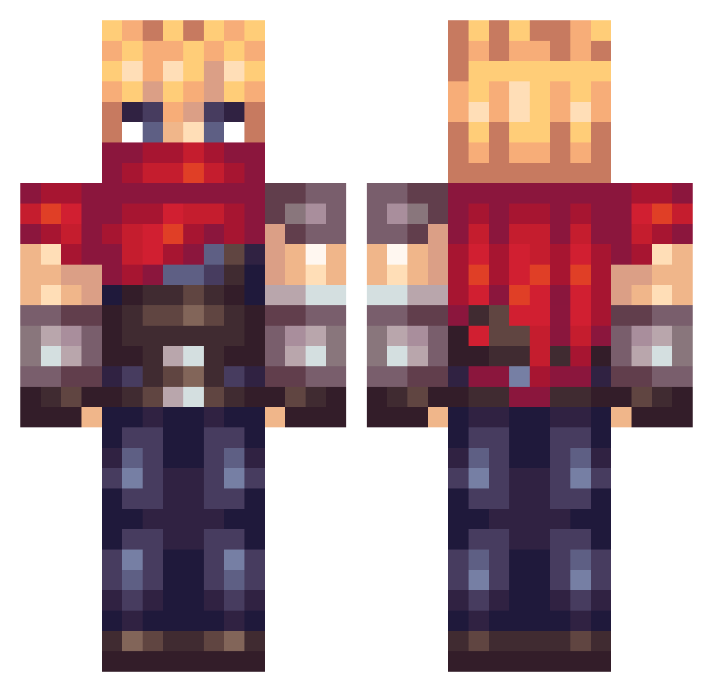 unsalty Minecraft skin, front and back view