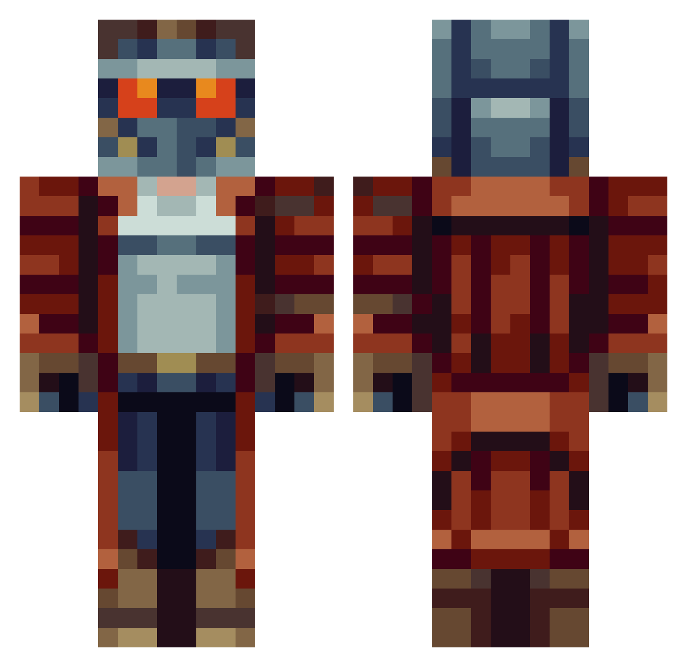 OverlordHQ Minecraft skin, front and back view
