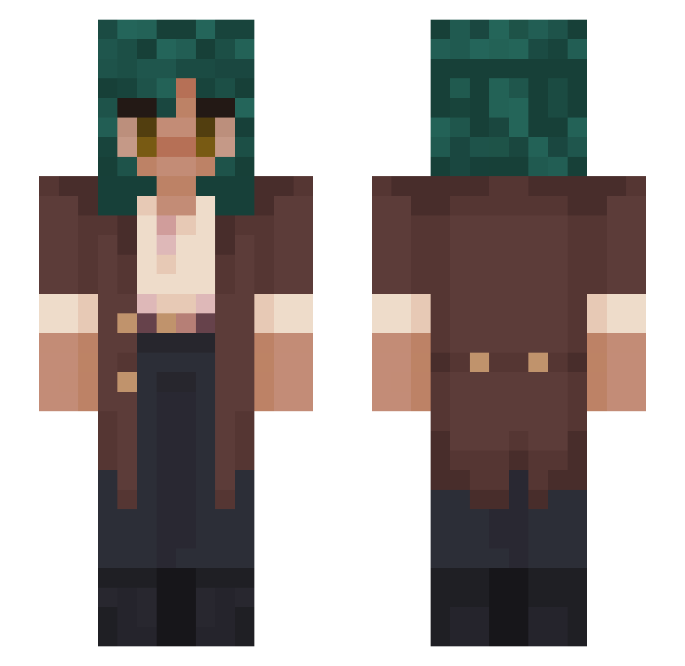 SleepiMode Minecraft skin, front and back view