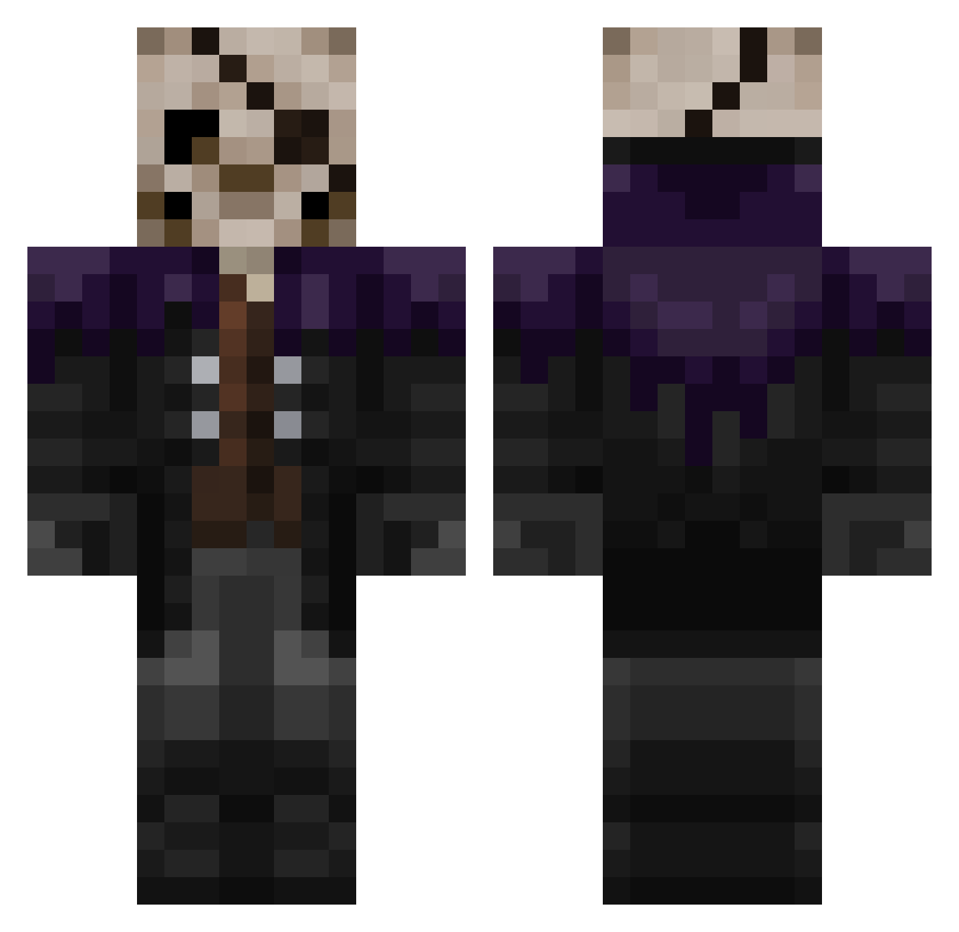 yamikishi Minecraft skin, front and back view