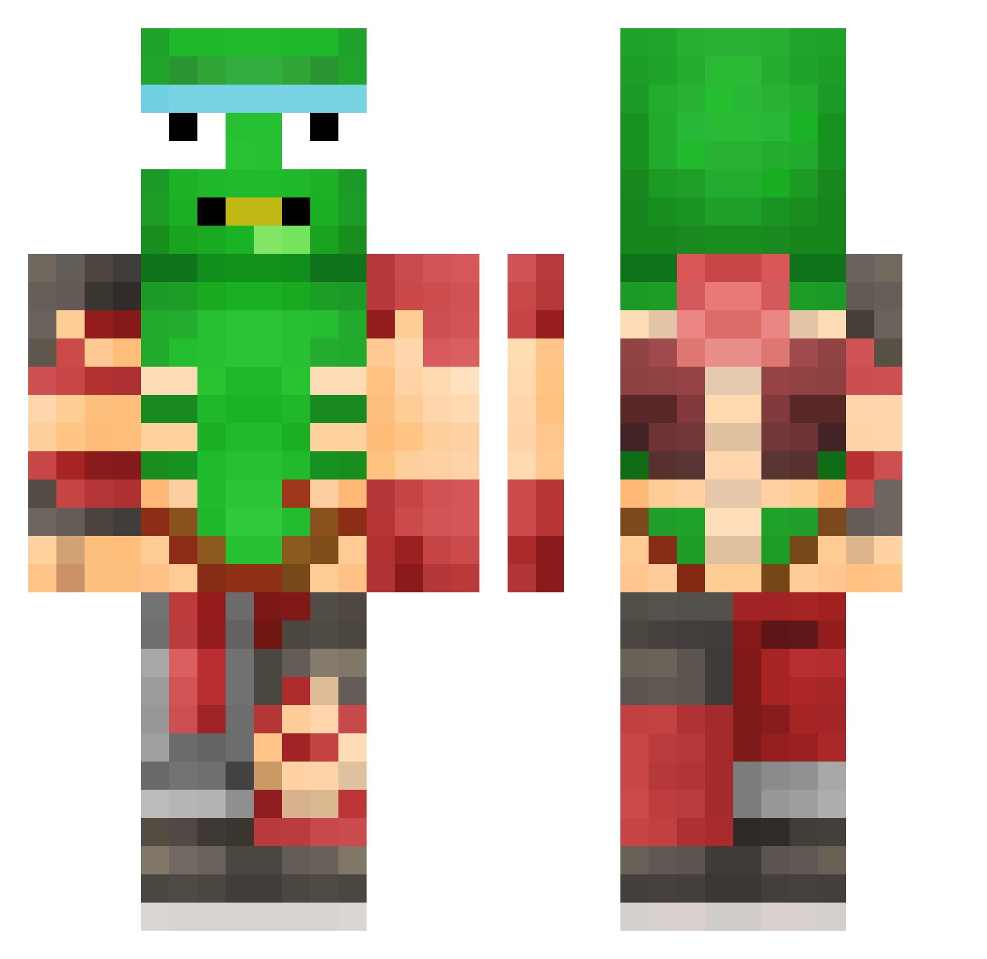 RiverinH Minecraft skin, front and back view