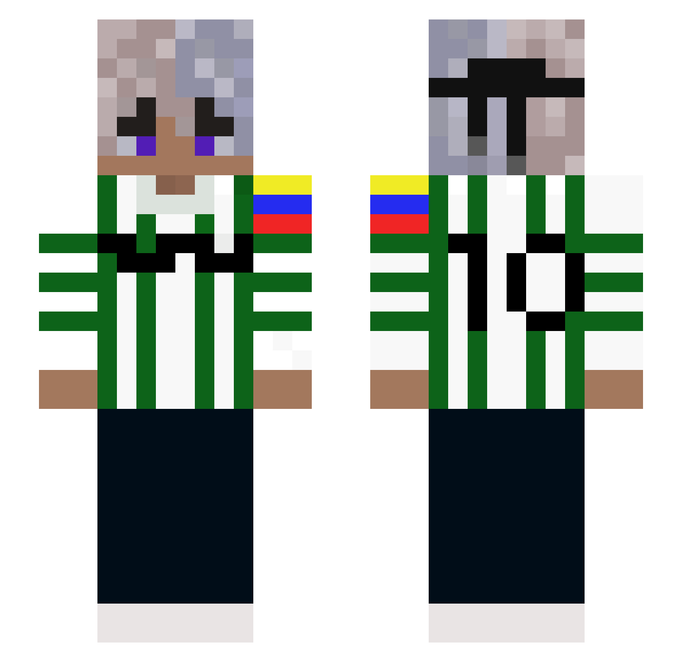 Gossebumpss Minecraft skin, front and back view