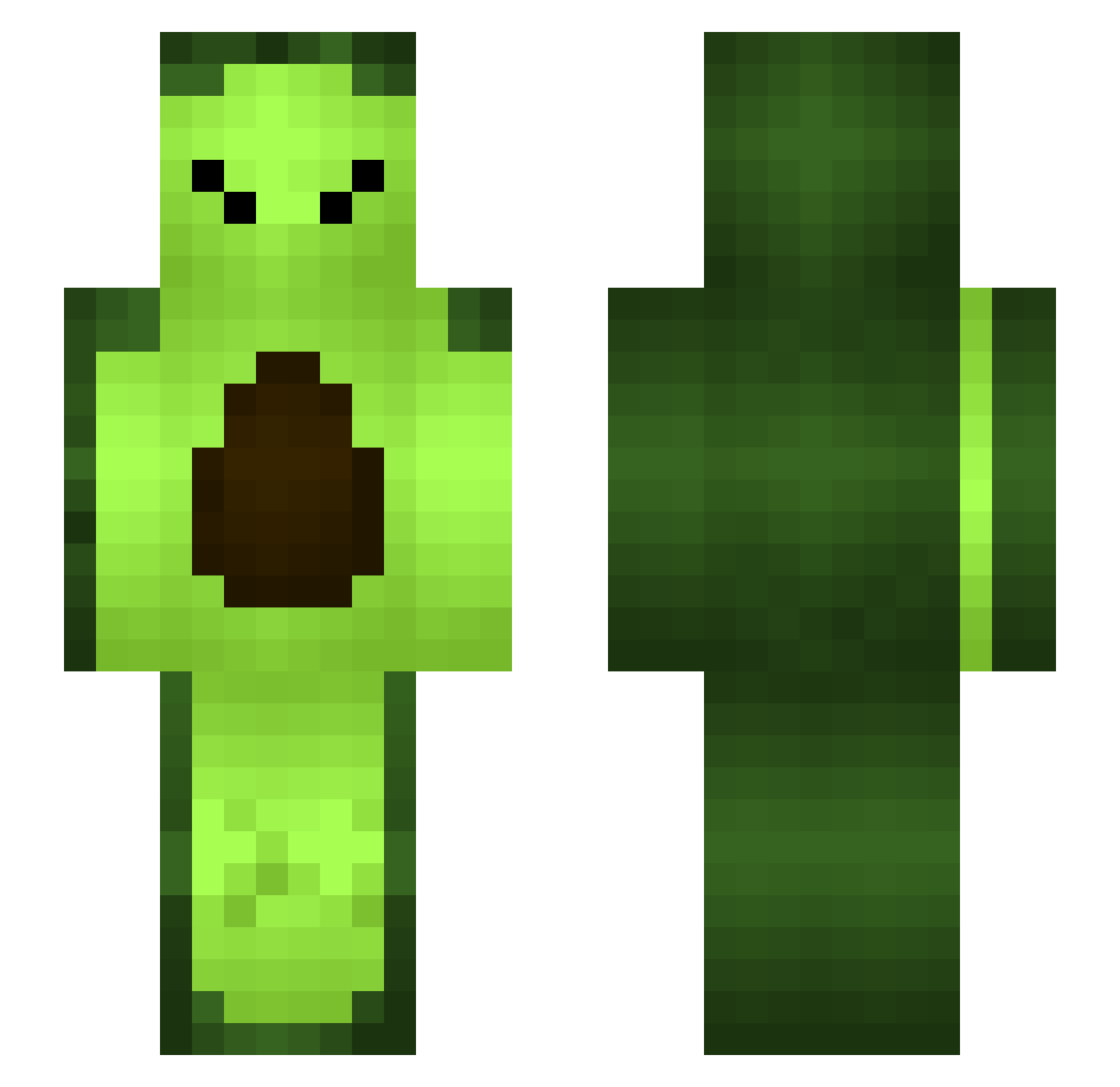 Hawllowed Minecraft skin, front and back view