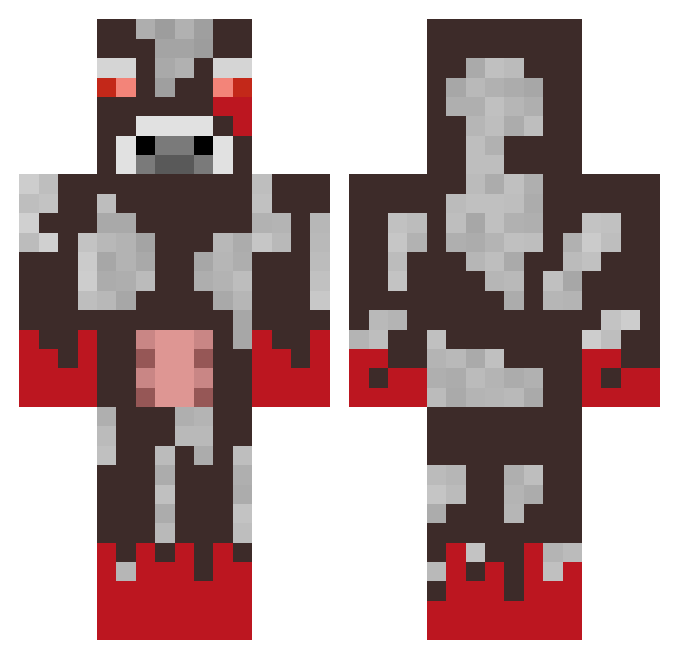 xBykuPvP Minecraft skin, front and back view