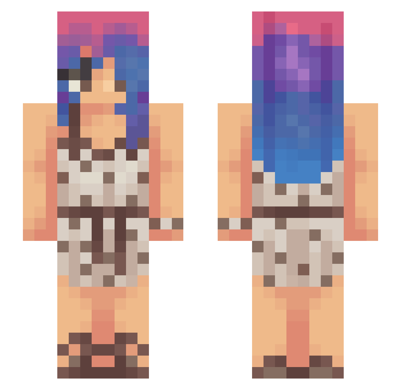 beachat Minecraft skin, front and back view