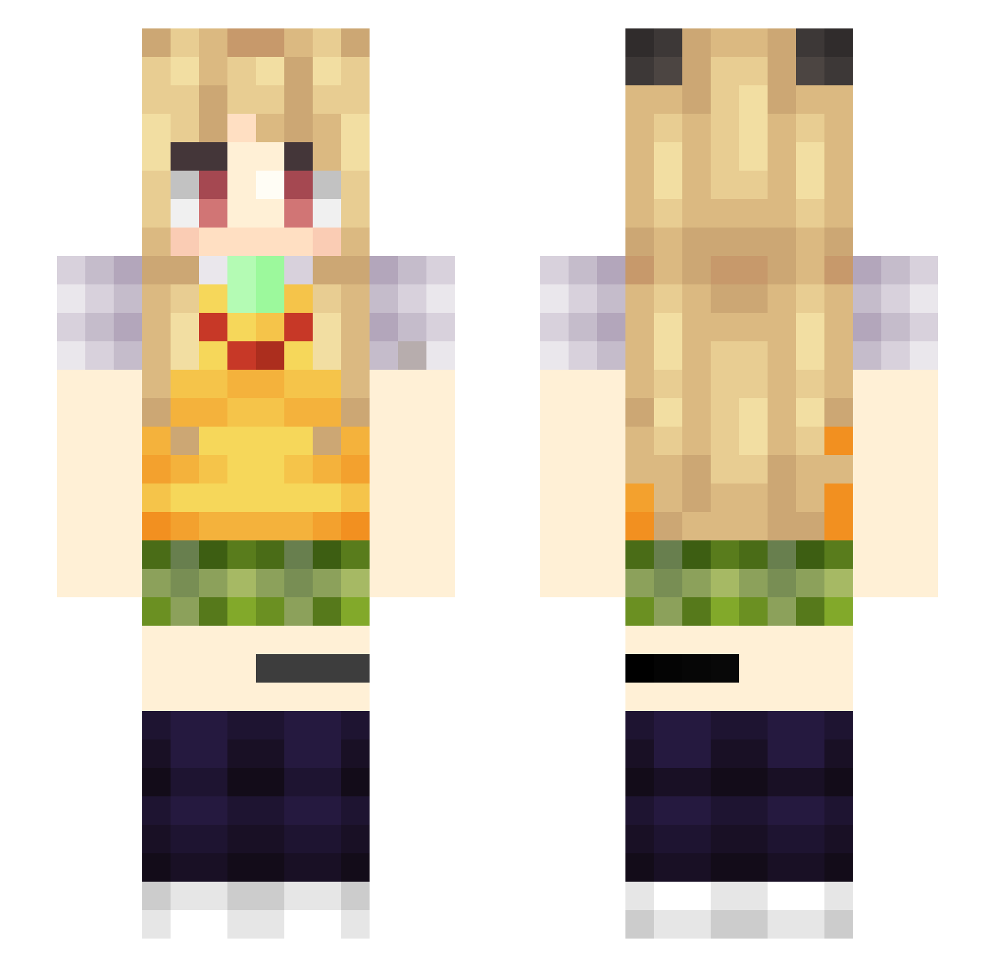 YamiLora Minecraft skin, front and back view