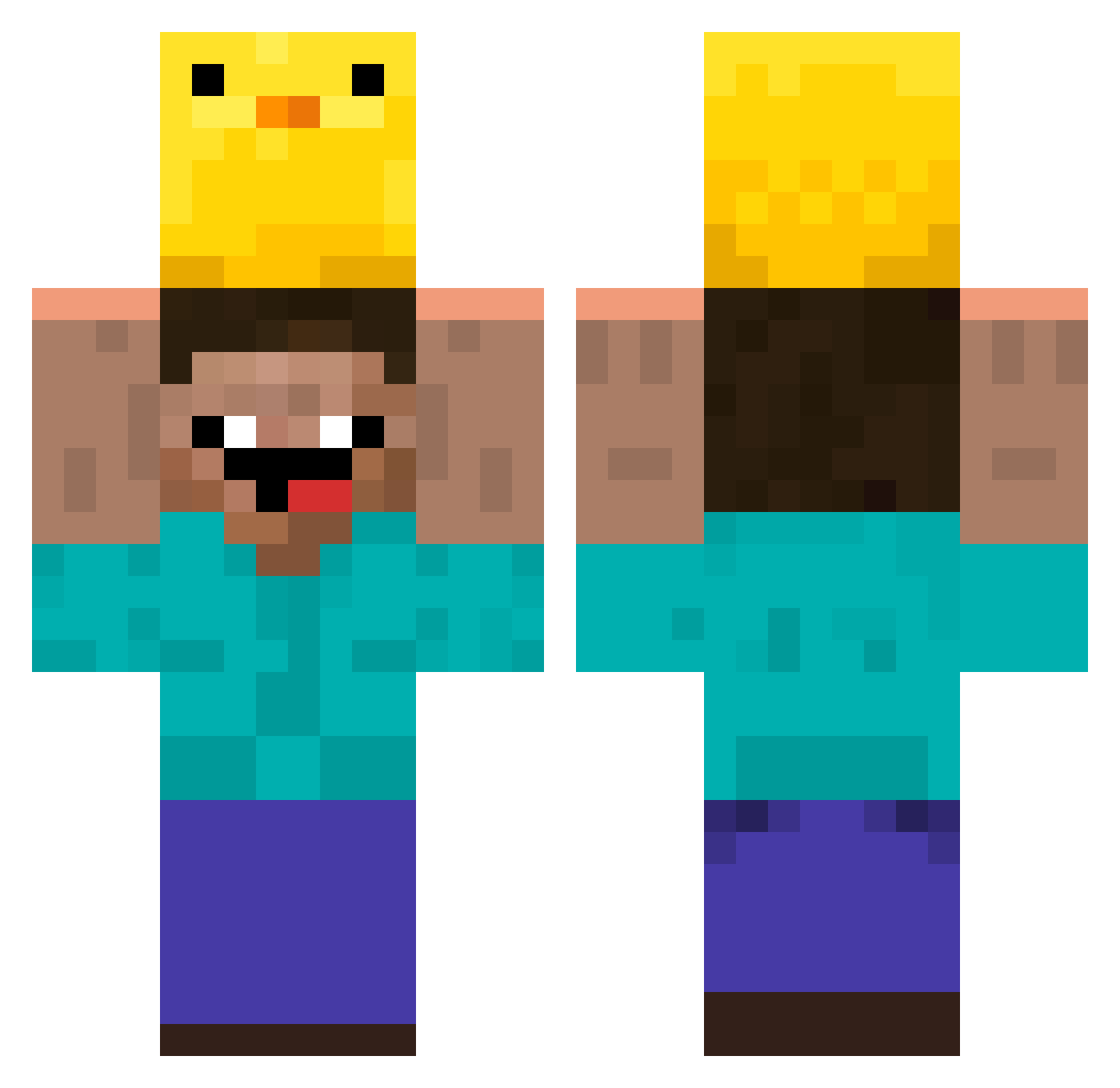 xffly Minecraft skin, front and back view