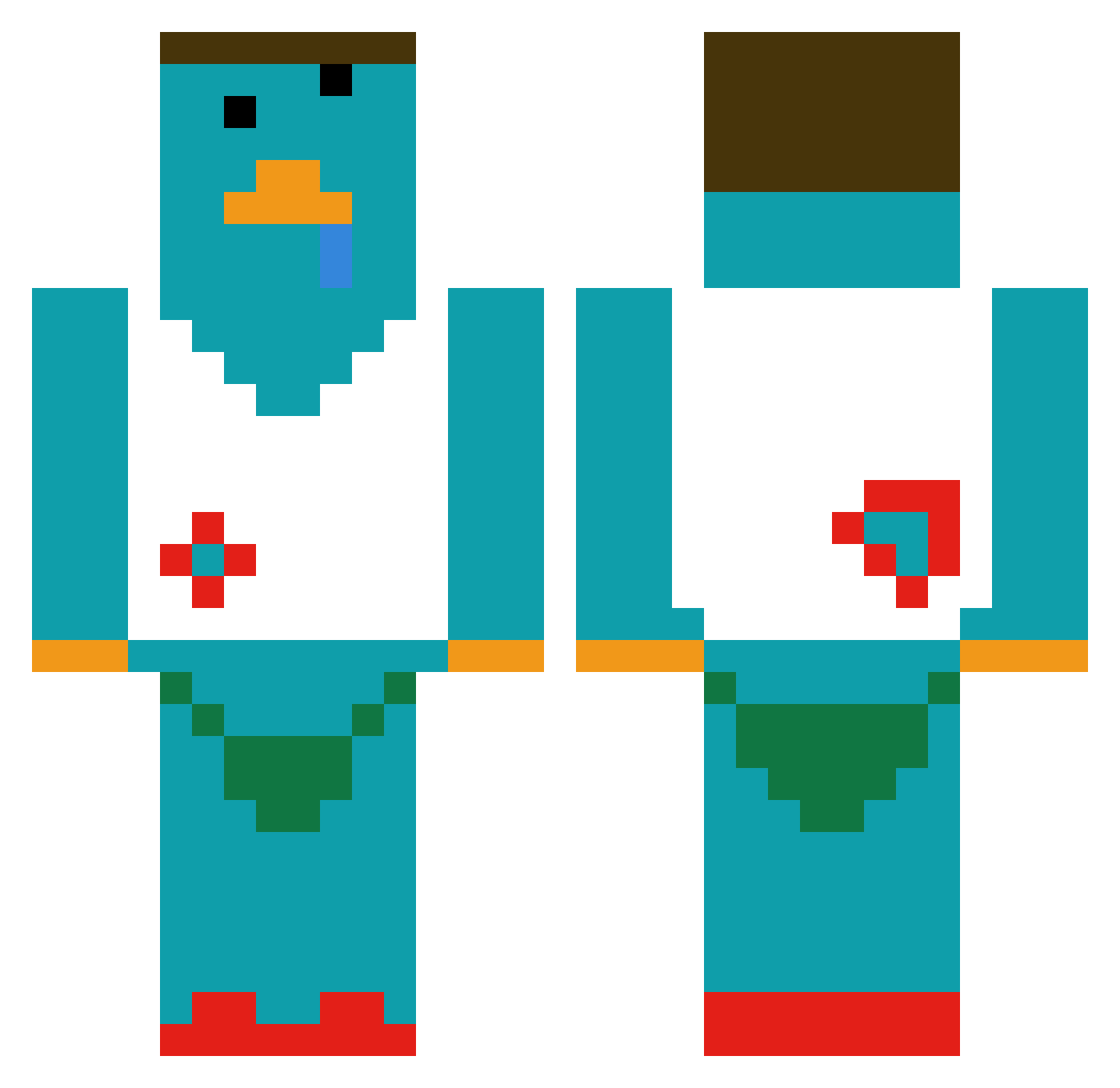 Pos1kOS Minecraft skin, front and back view