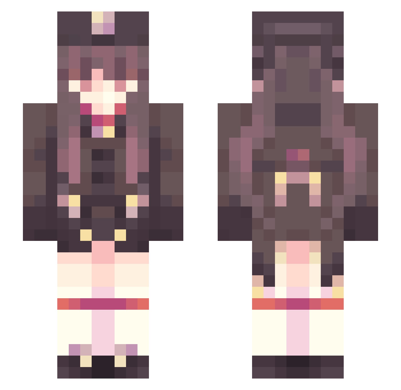 genshin_hu_tao Minecraft skin, front and back view