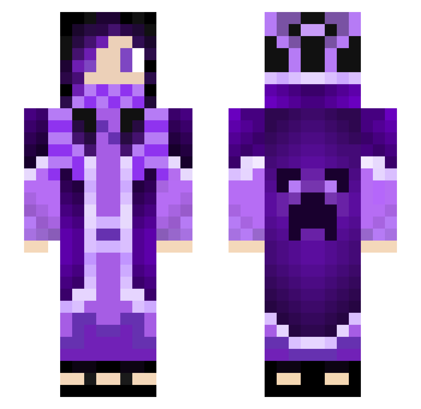 Unfurnished Minecraft skin, front and back view