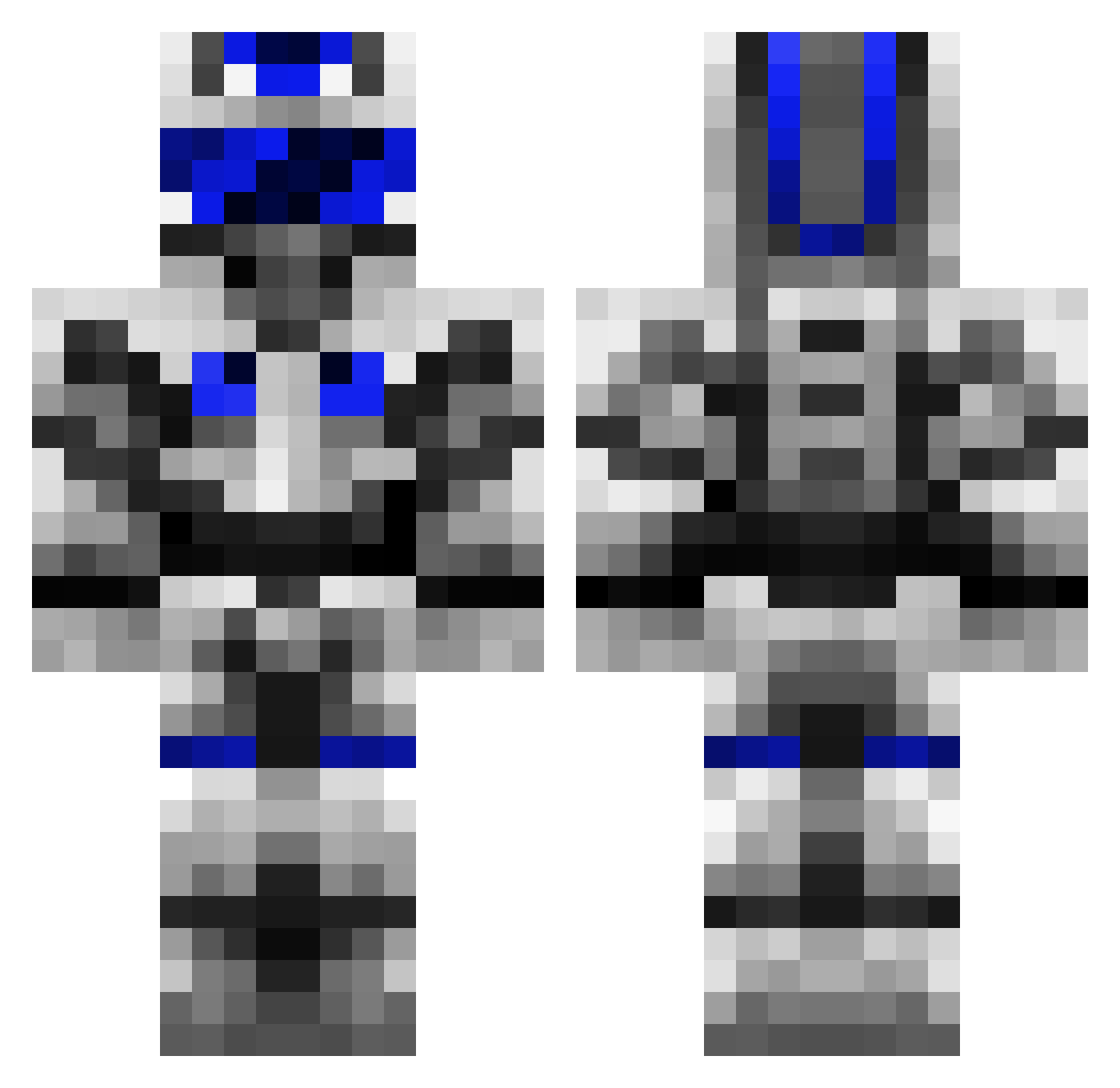 Beowulffie Minecraft skin, front and back view