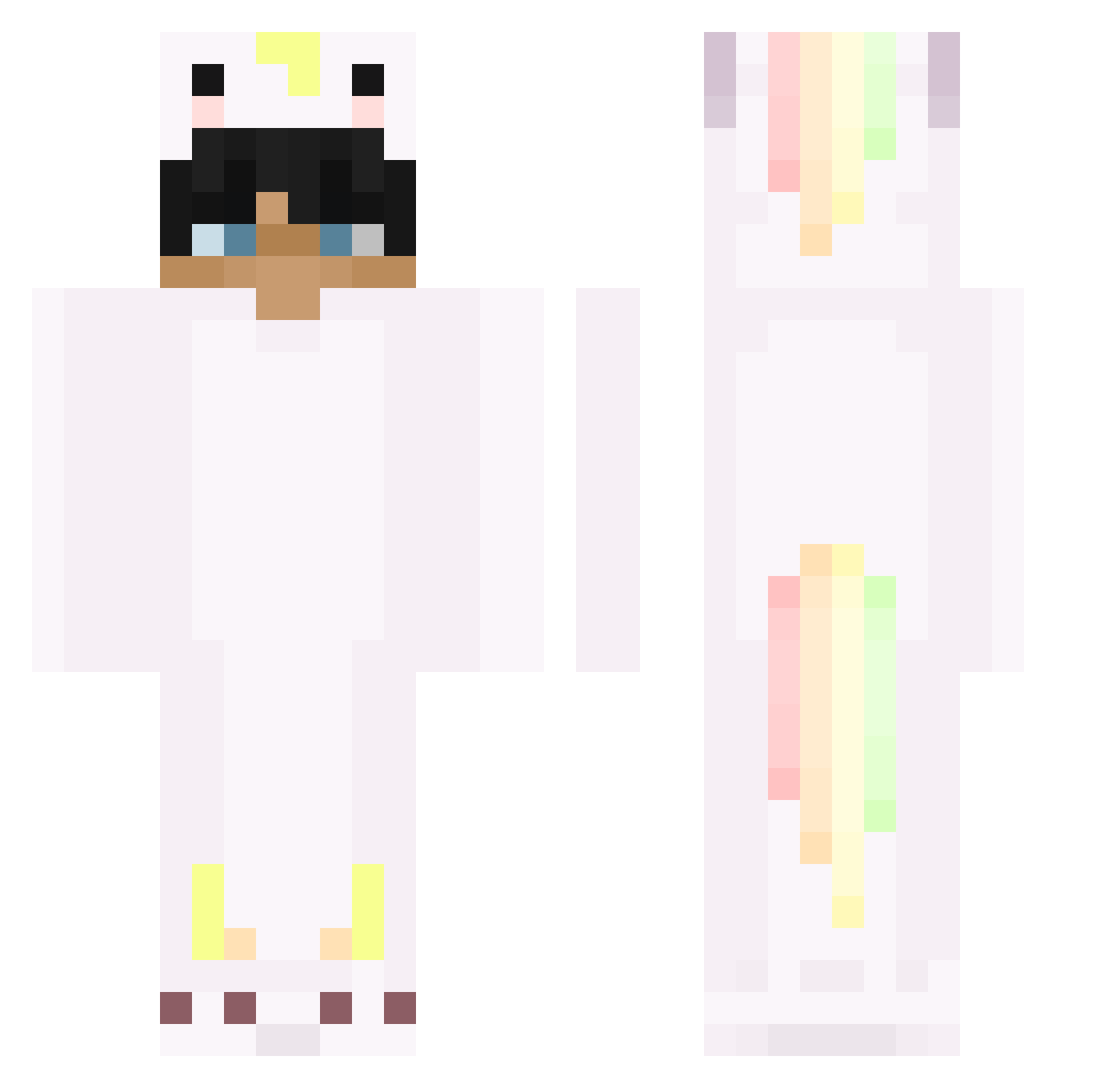 Unuseles_Unicorn Minecraft skin, front and back view