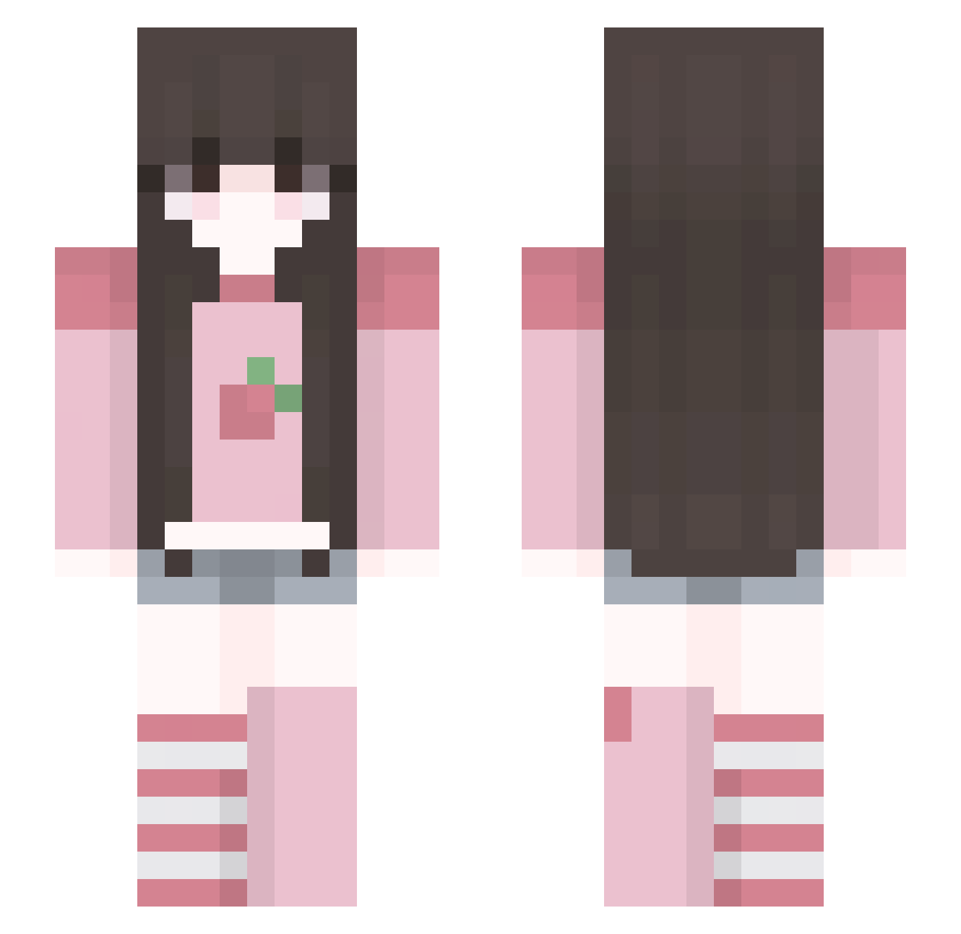 BroccoliChan Minecraft skin, front and back view