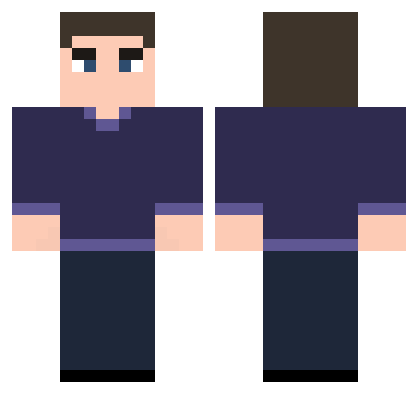 lReverseI Minecraft skin, front and back view
