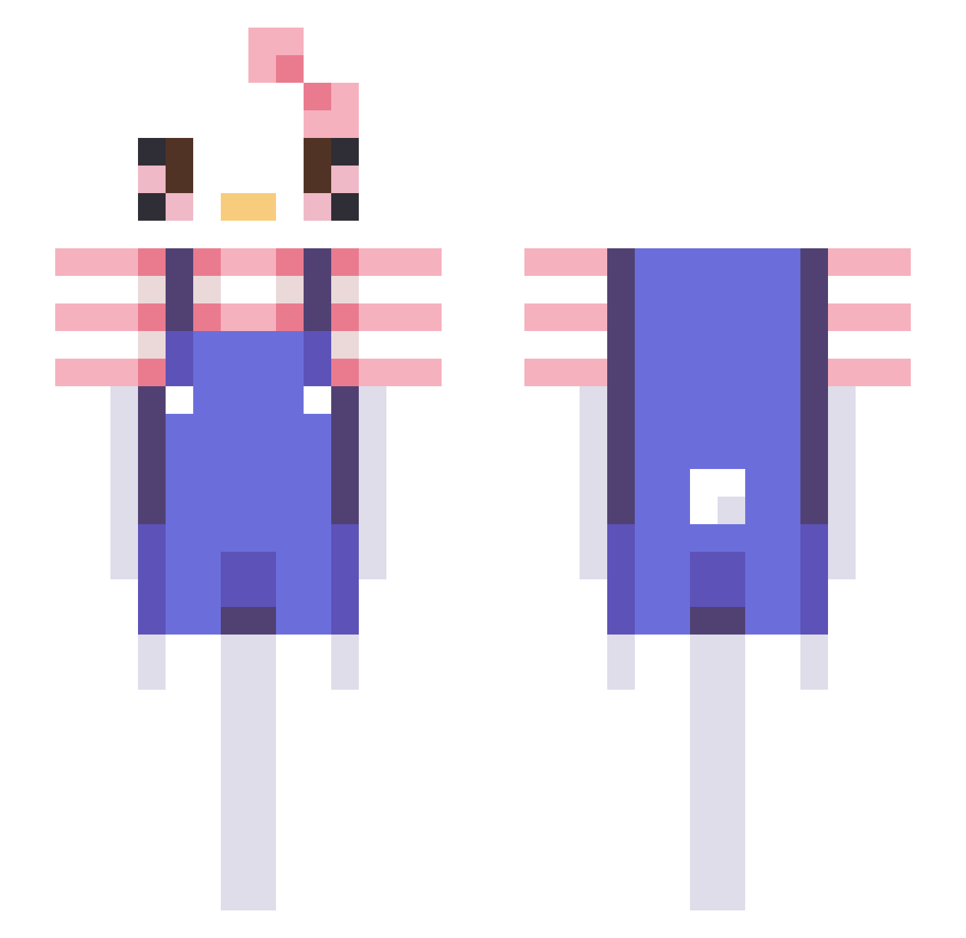 Arnelle Minecraft skin, front and back view