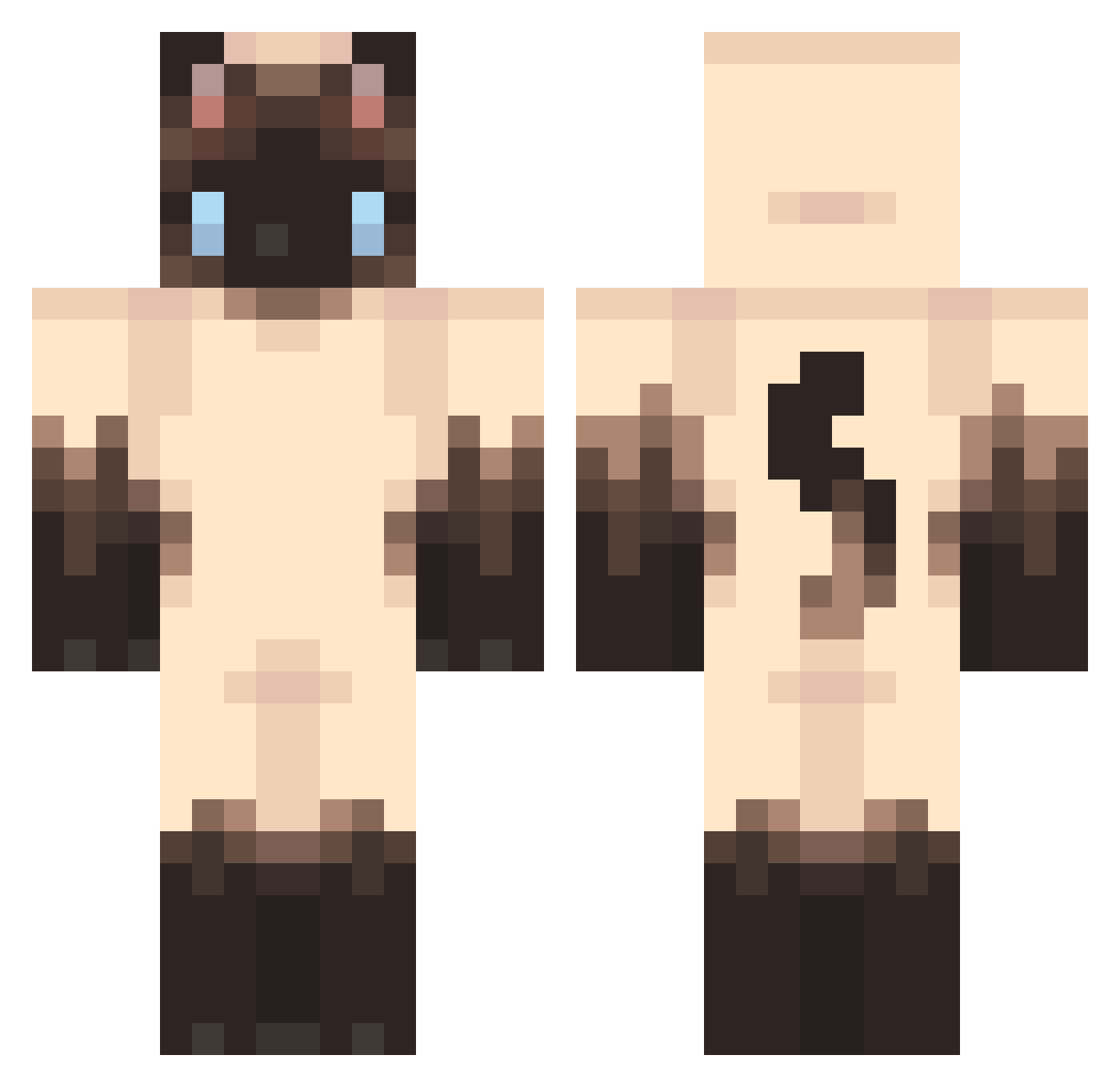 Berko42 Minecraft skin, front and back view