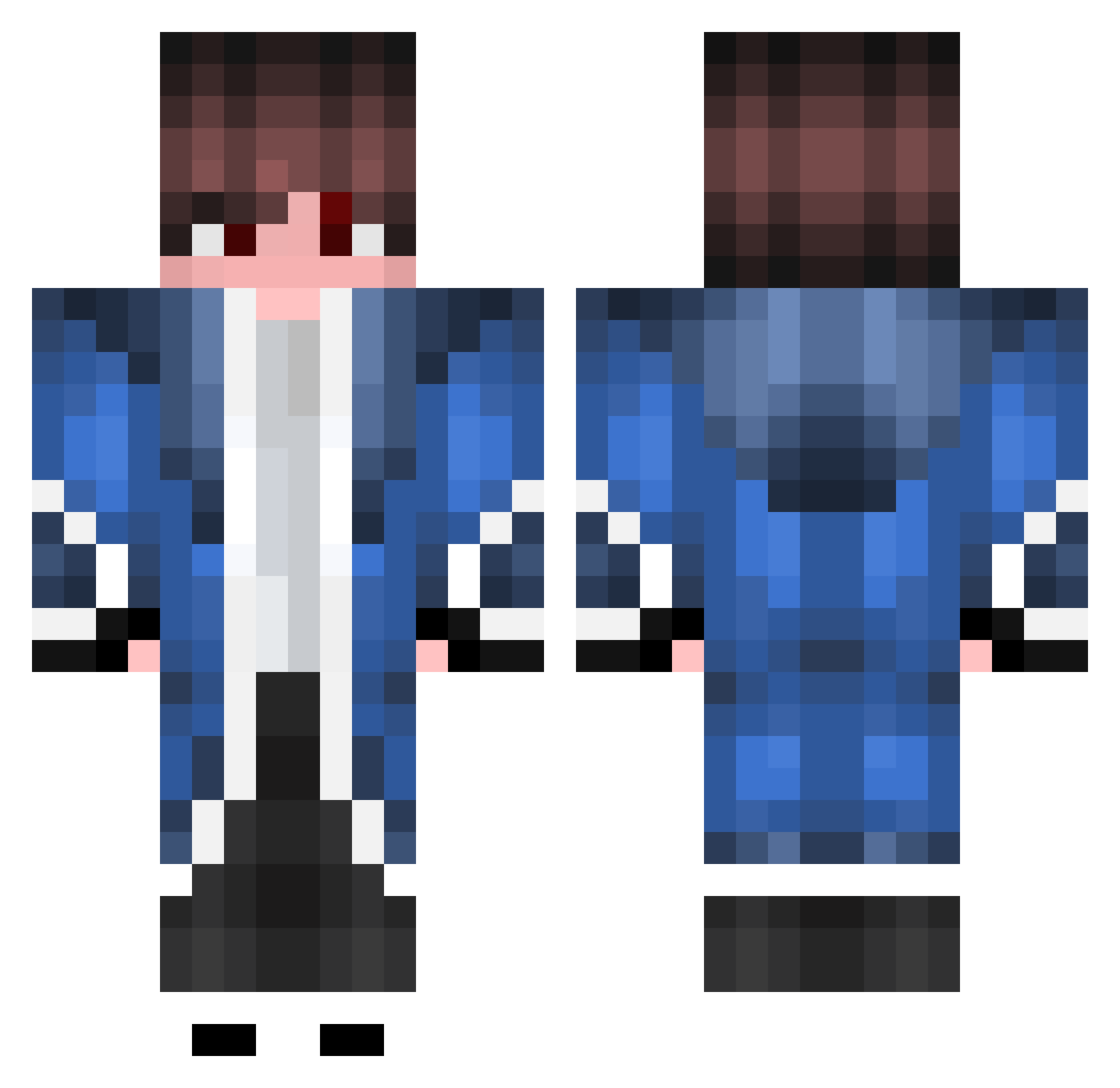 VaderLoaf Minecraft skin, front and back view