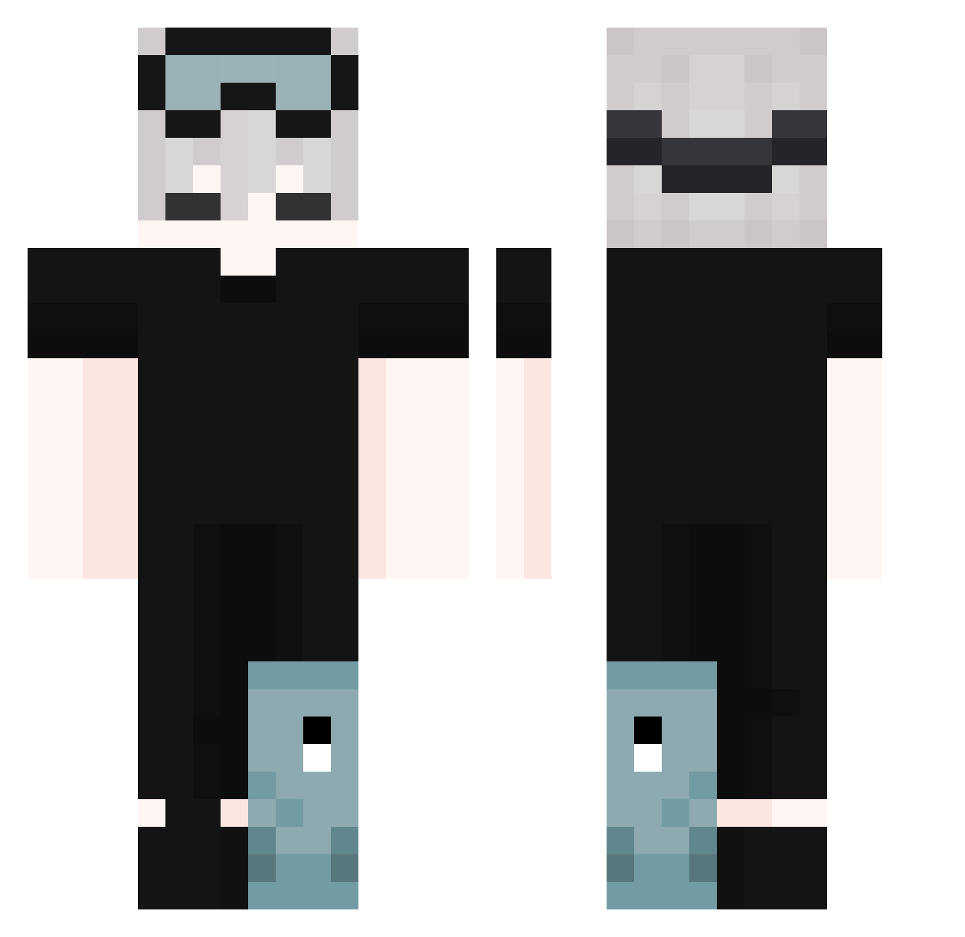 qKoorx Minecraft skin, front and back view