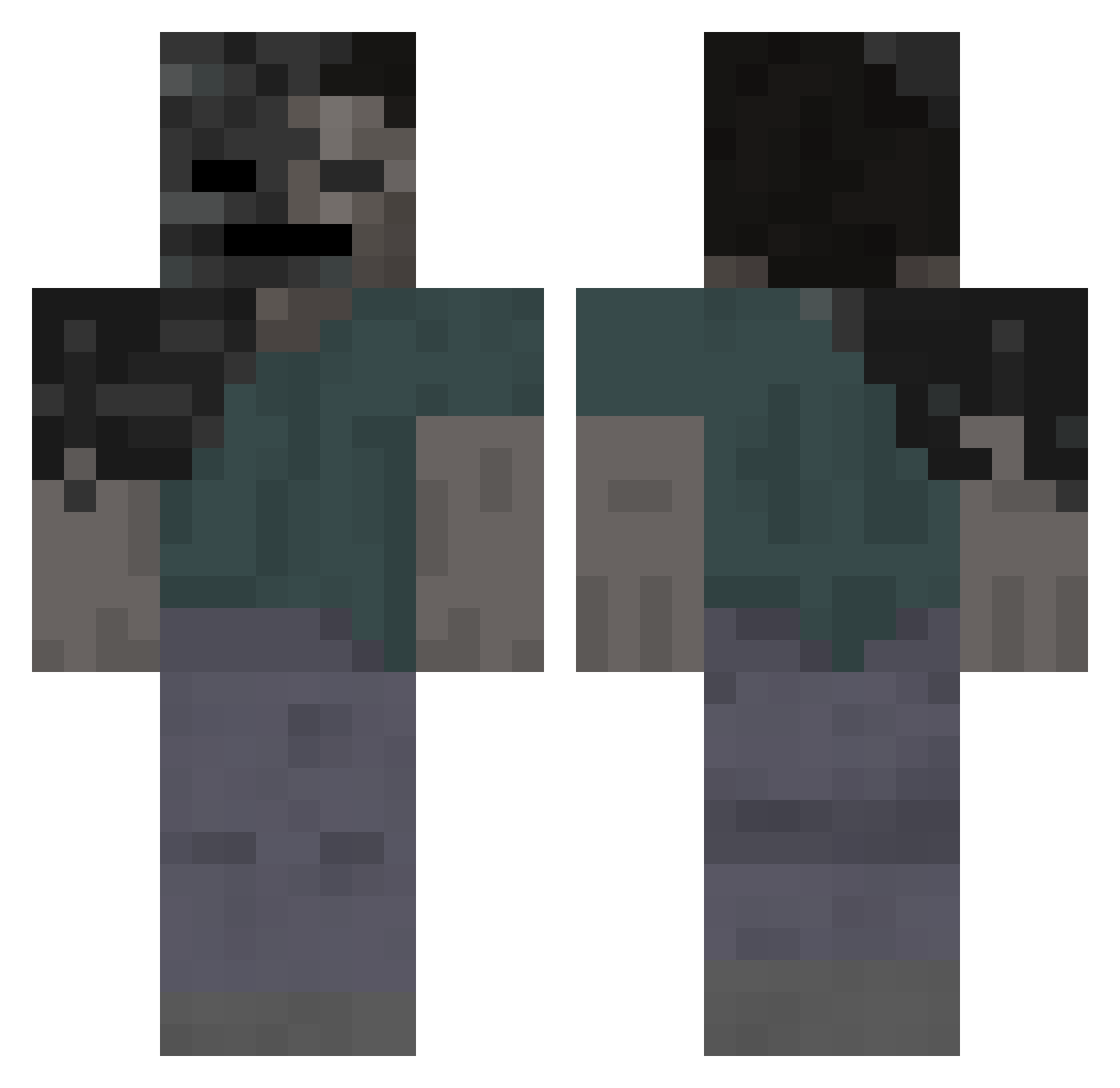 Taktiken Minecraft skin, front and back view