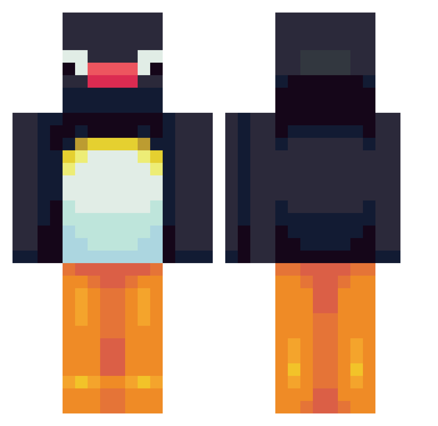 Pingupingo Minecraft skin, front and back view