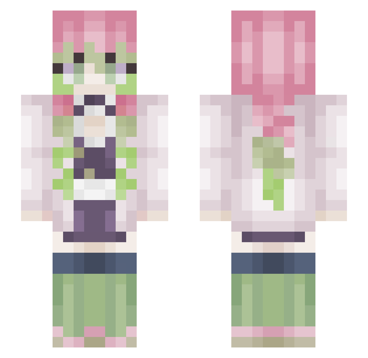 RNTrick Minecraft skin, front and back view