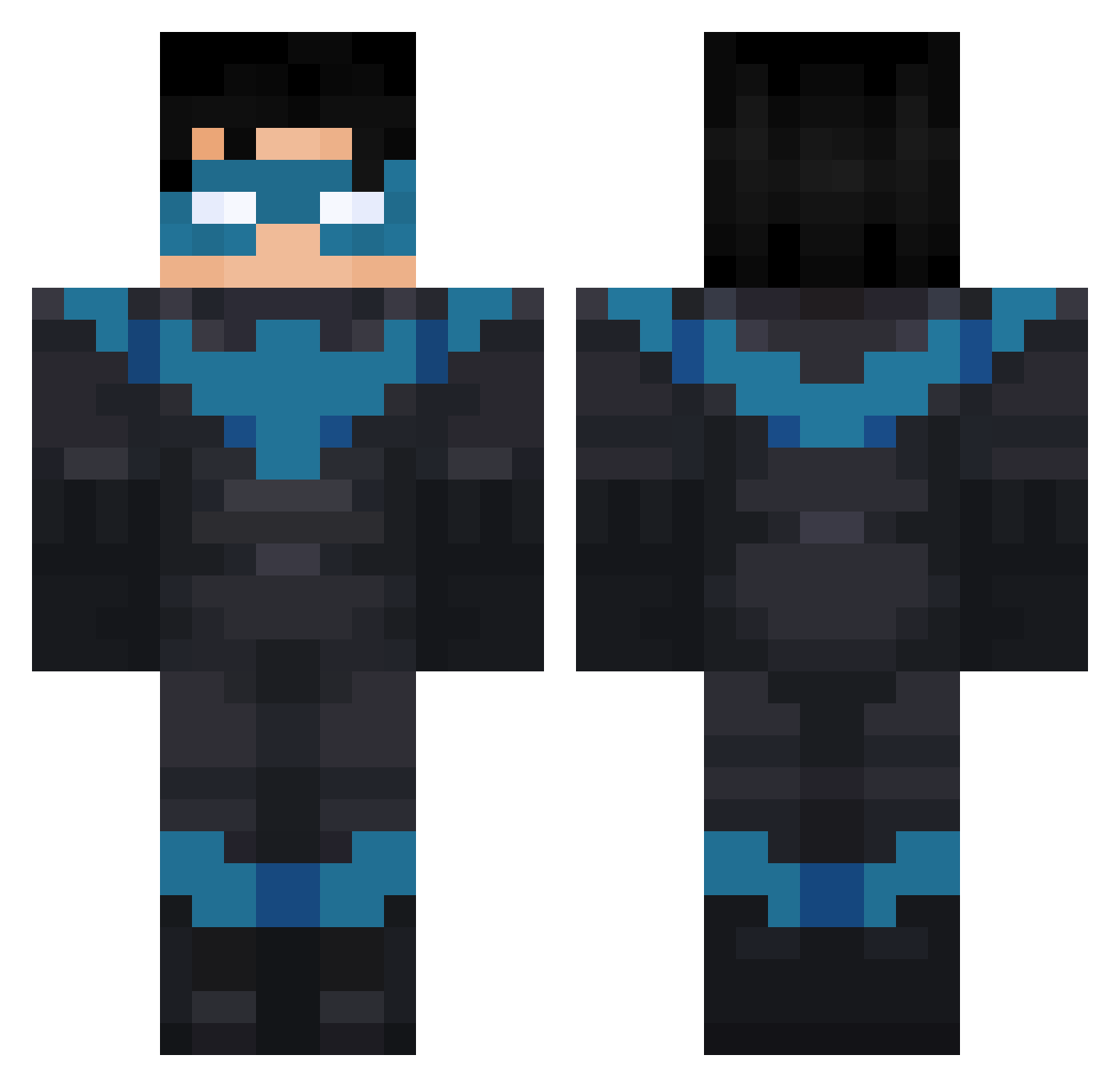 Peely_Morales Minecraft skin, front and back view