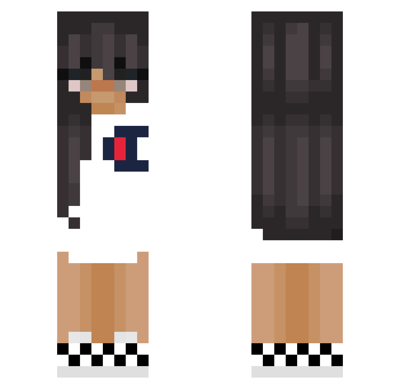 GirlPower12_ Minecraft skin, front and back view