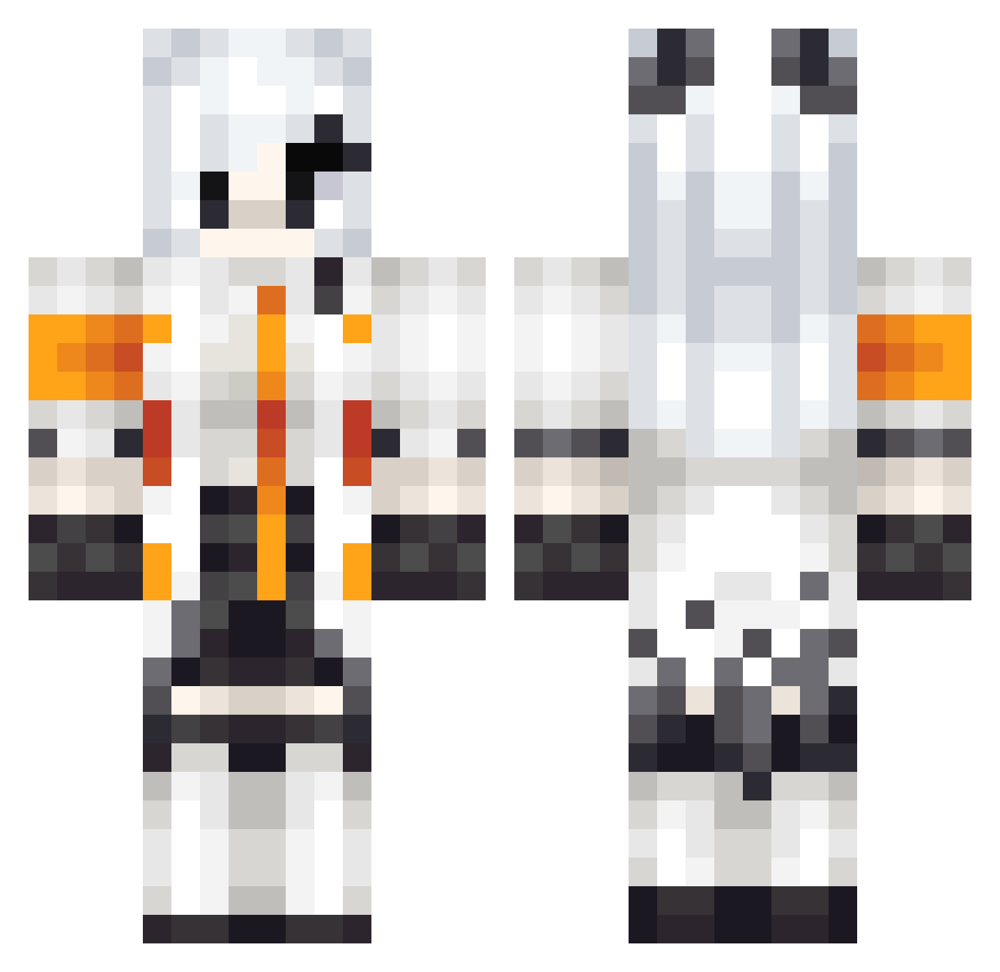 abcd1234j Minecraft skin, front and back view