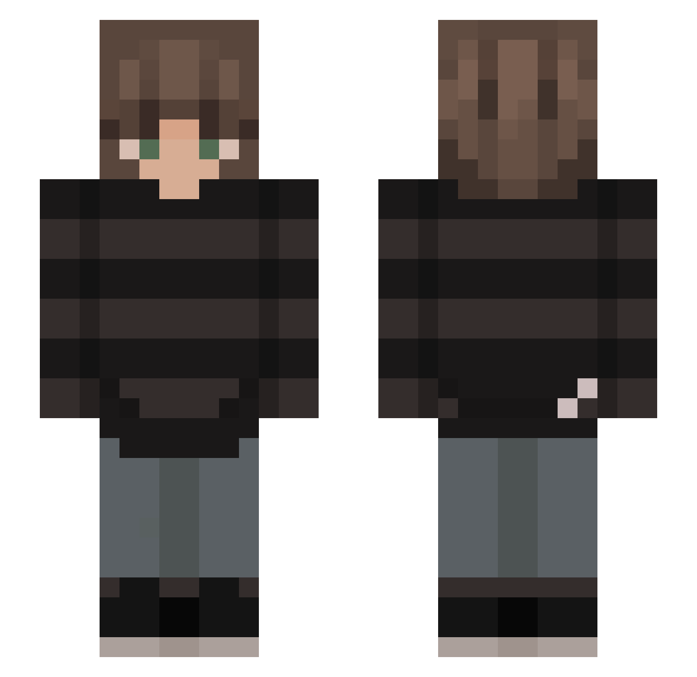 YsaG3 Minecraft skin, front and back view