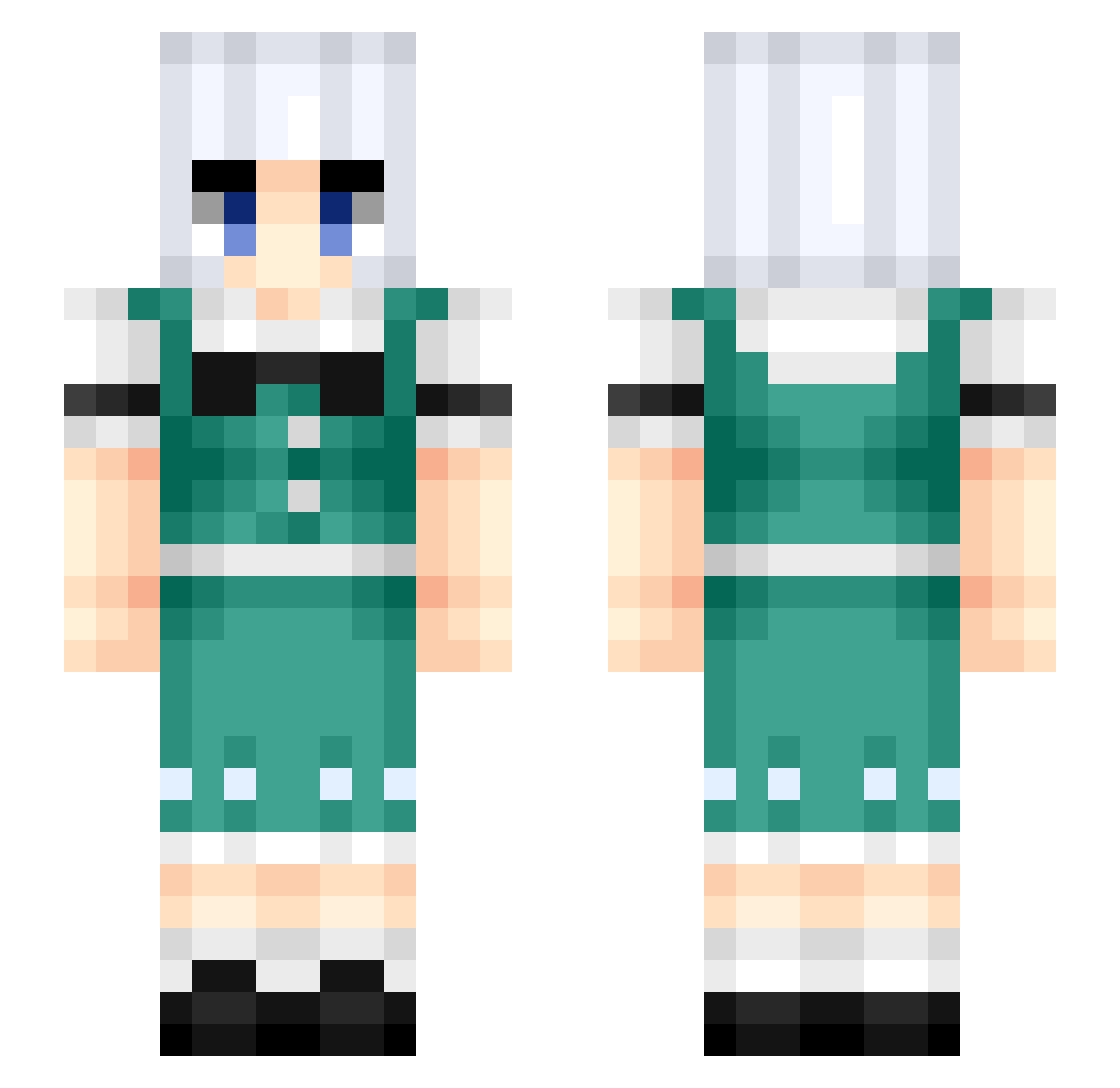 Kurodaz Minecraft skin, front and back view