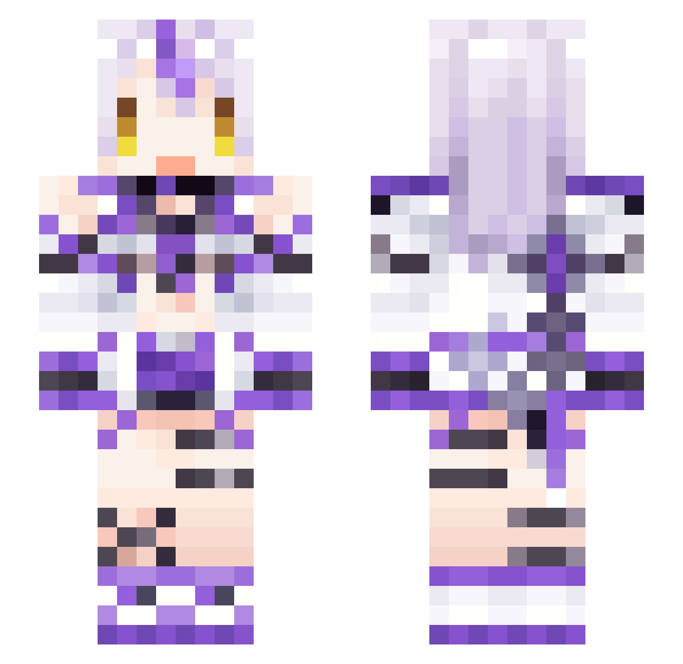 Yuuif Minecraft skin, front and back view