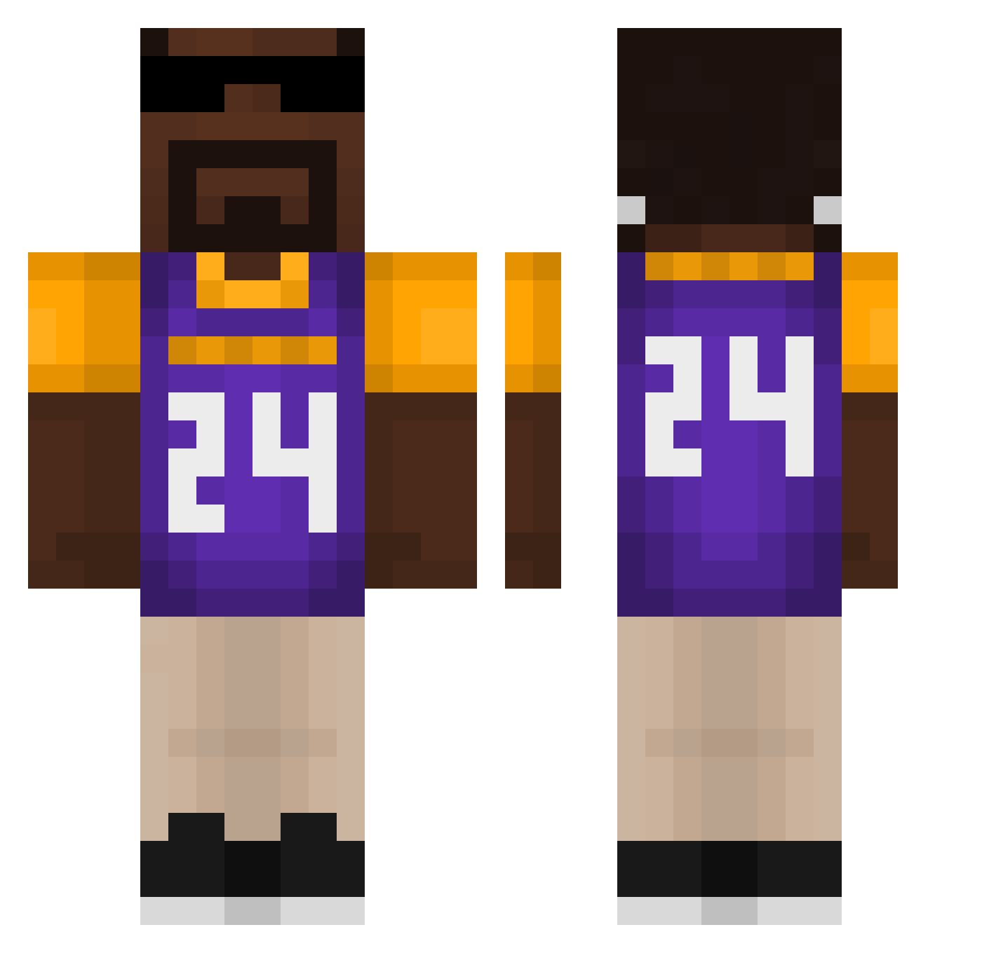 NotCatMitten Minecraft skin, front and back view