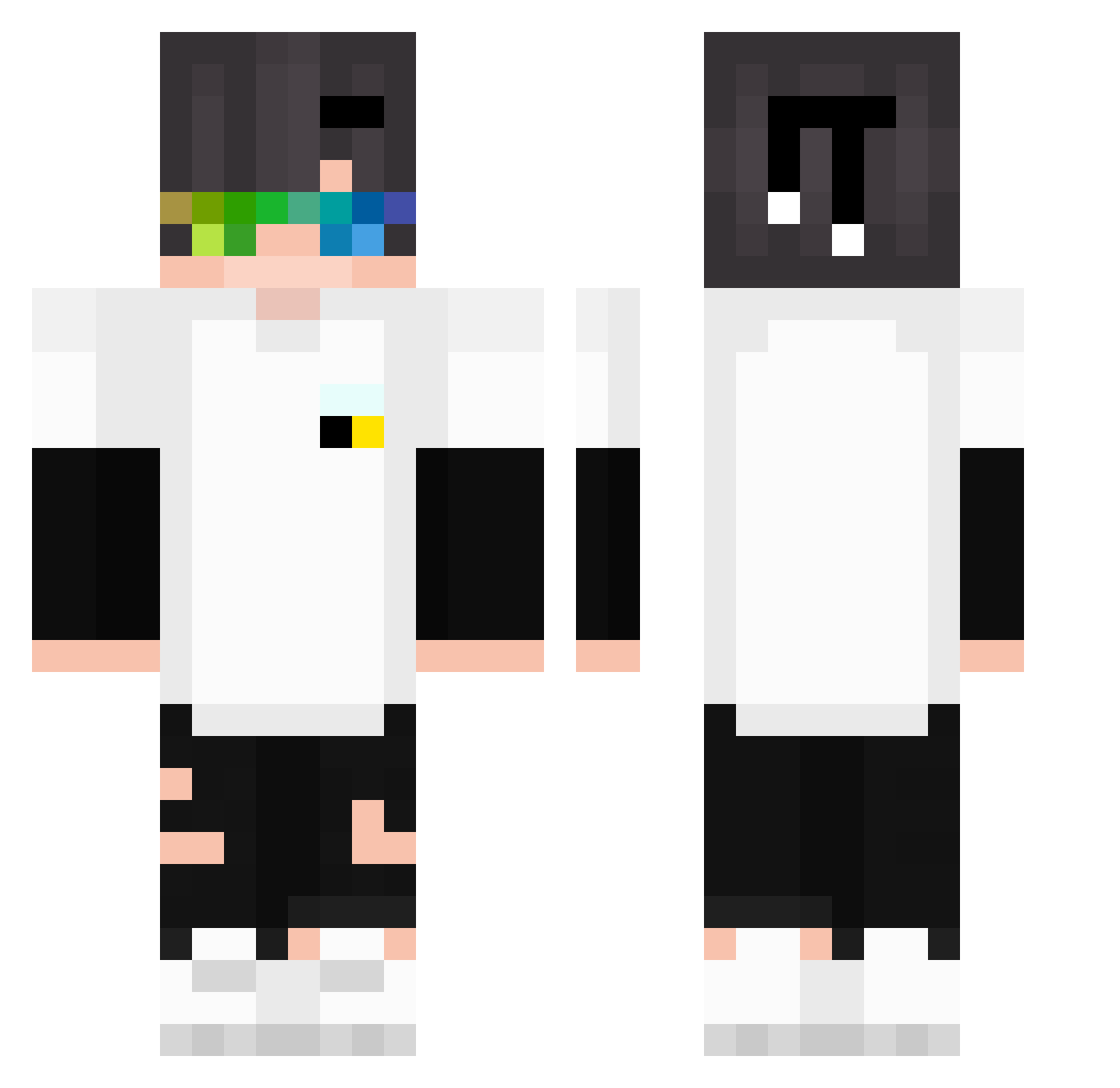KymsXV Minecraft skin, front and back view