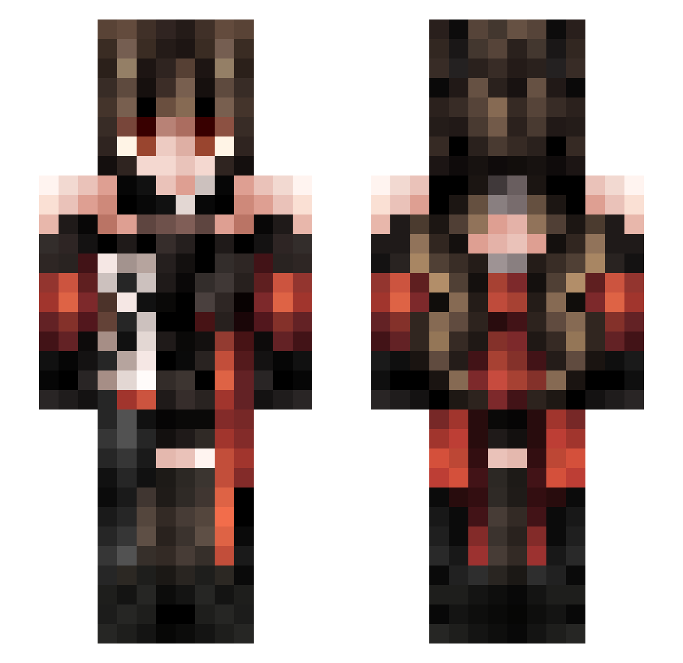 XCBalex Minecraft skin, front and back view