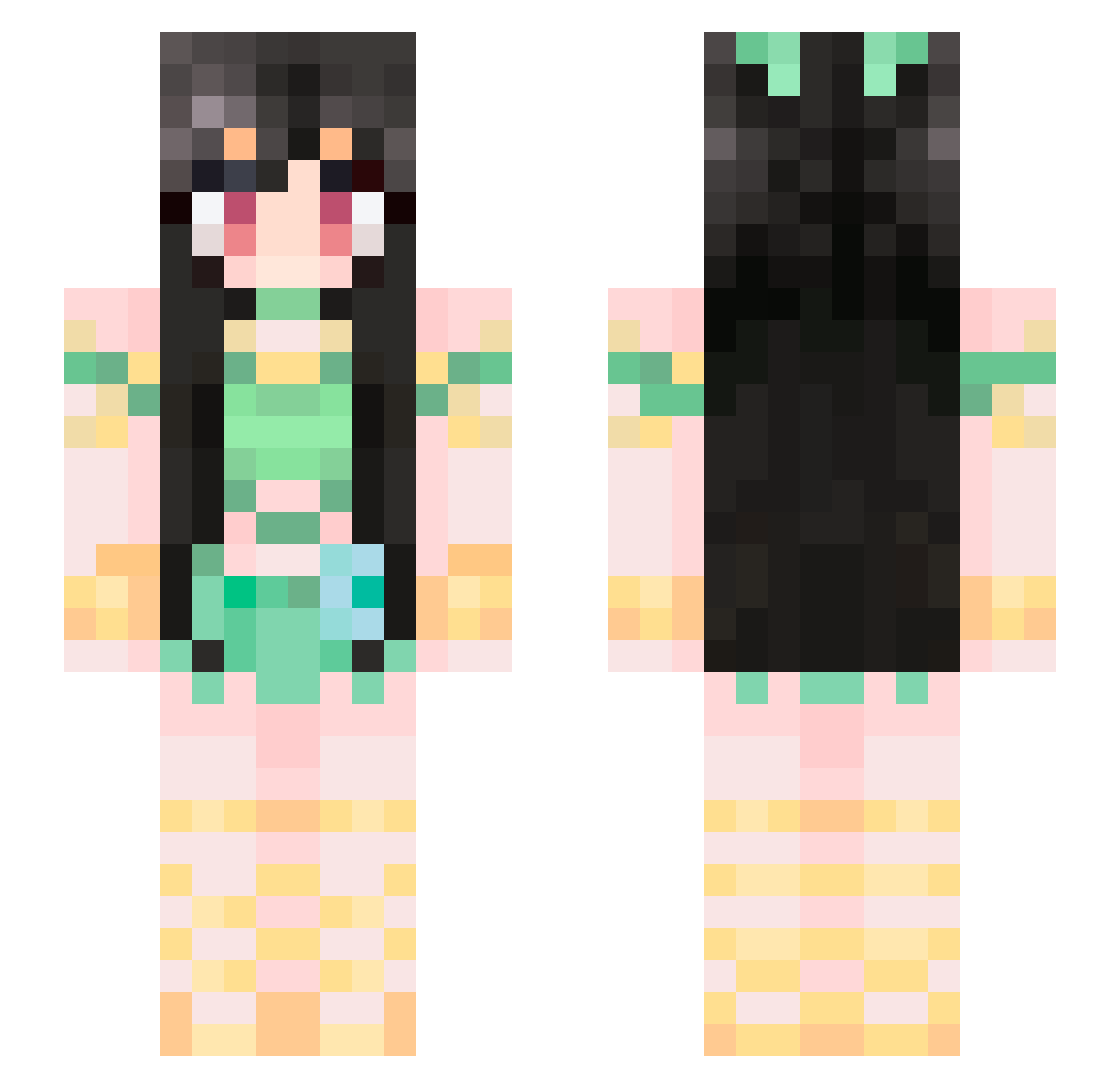 BAN80000 Minecraft skin, front and back view