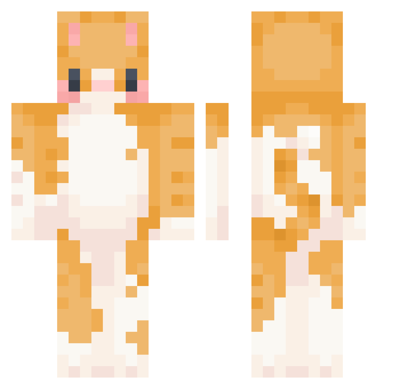 Emomoomins Minecraft skin, front and back view
