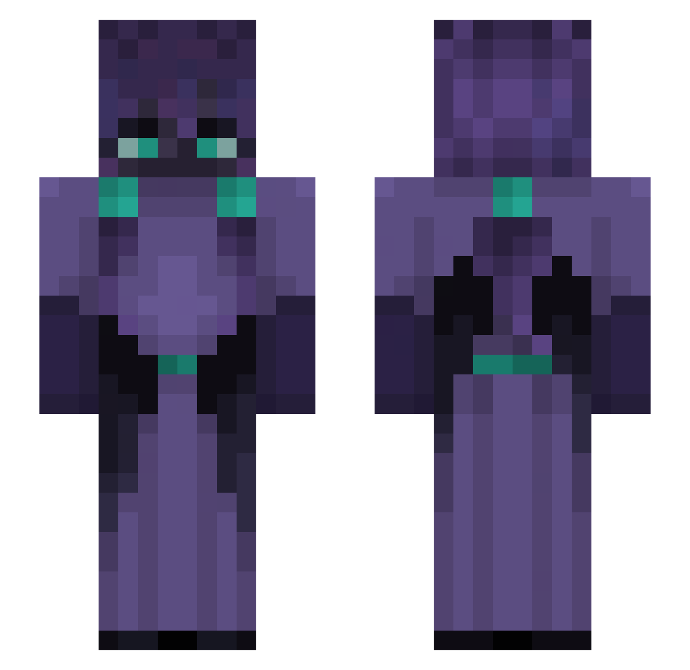 Smloefox Minecraft skin, front and back view