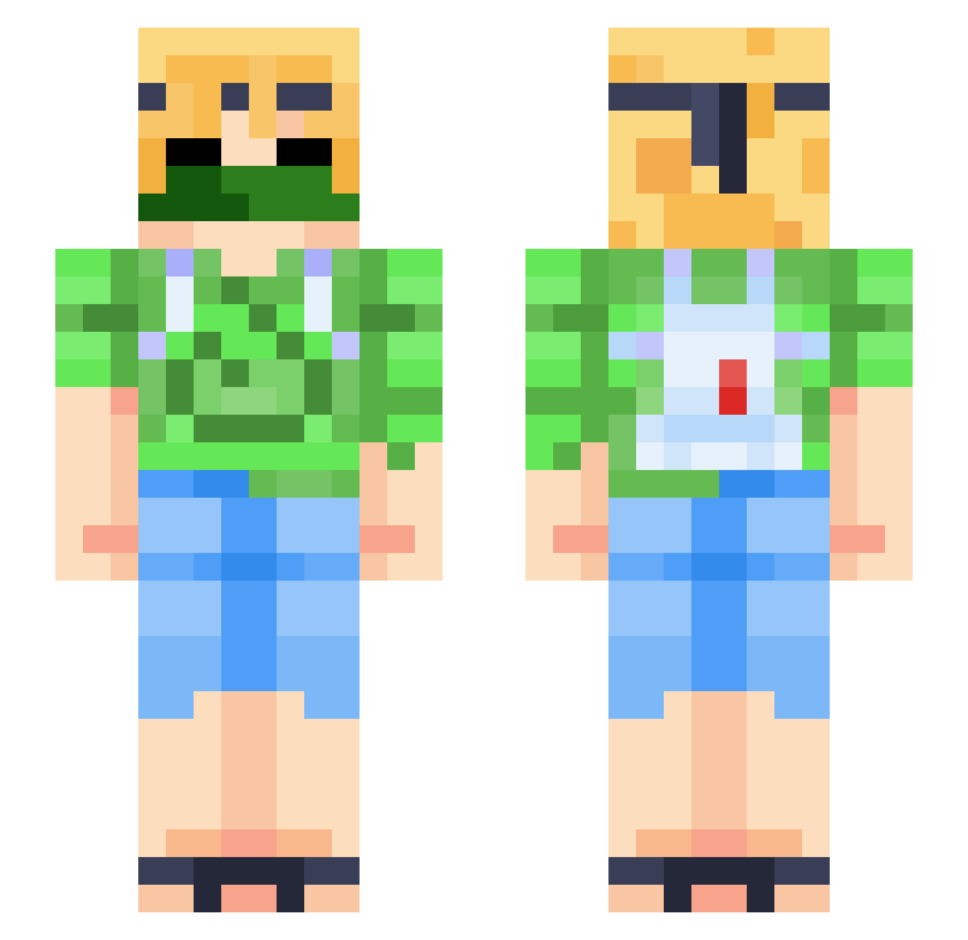 Undoubled Minecraft skin, front and back view