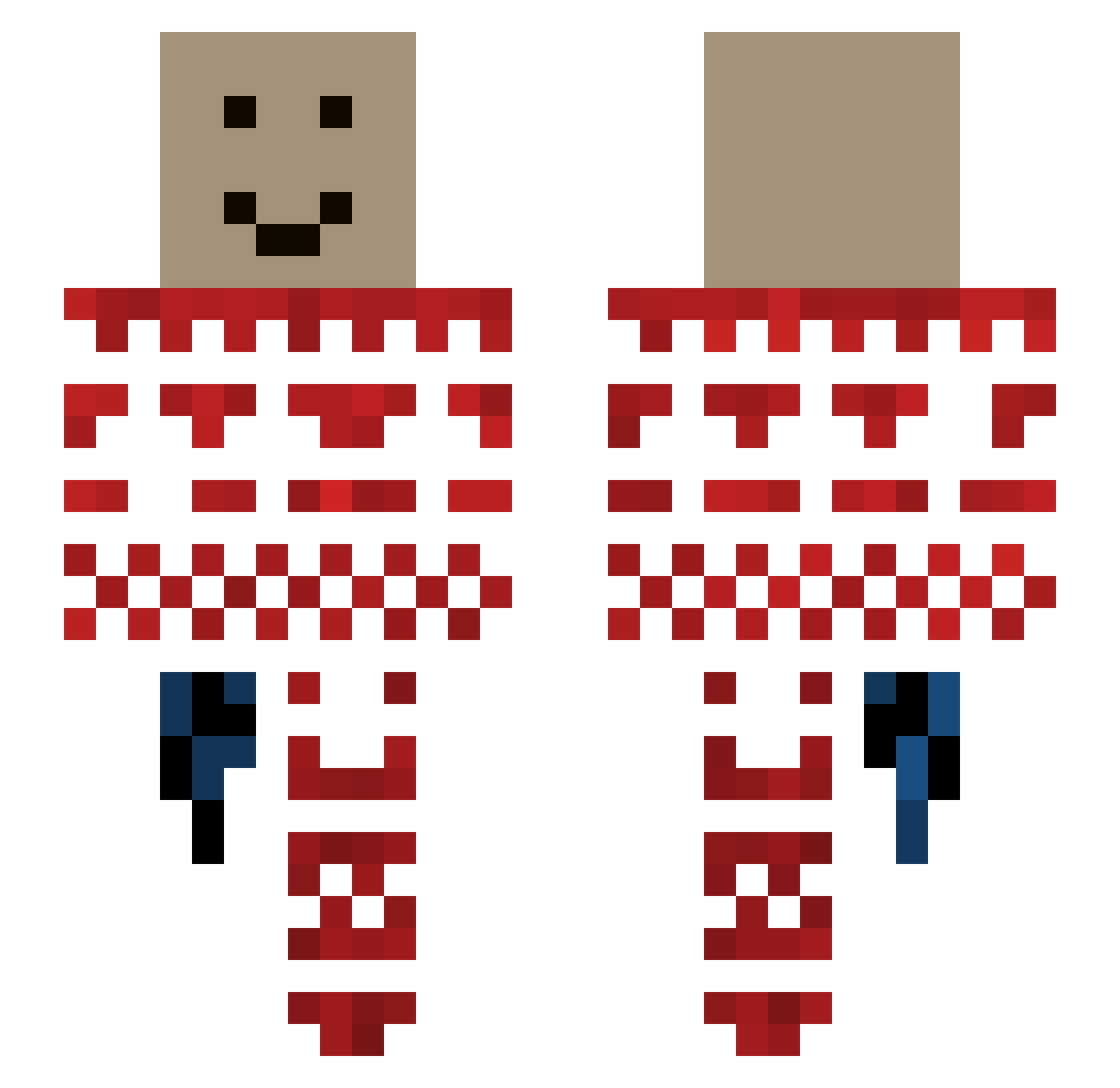 sbzl Minecraft skin, front and back view