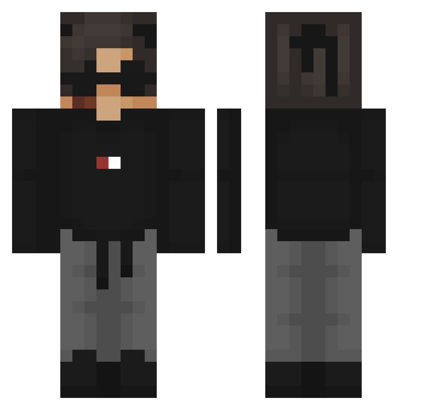 ricordarsi Minecraft skin, front and back view