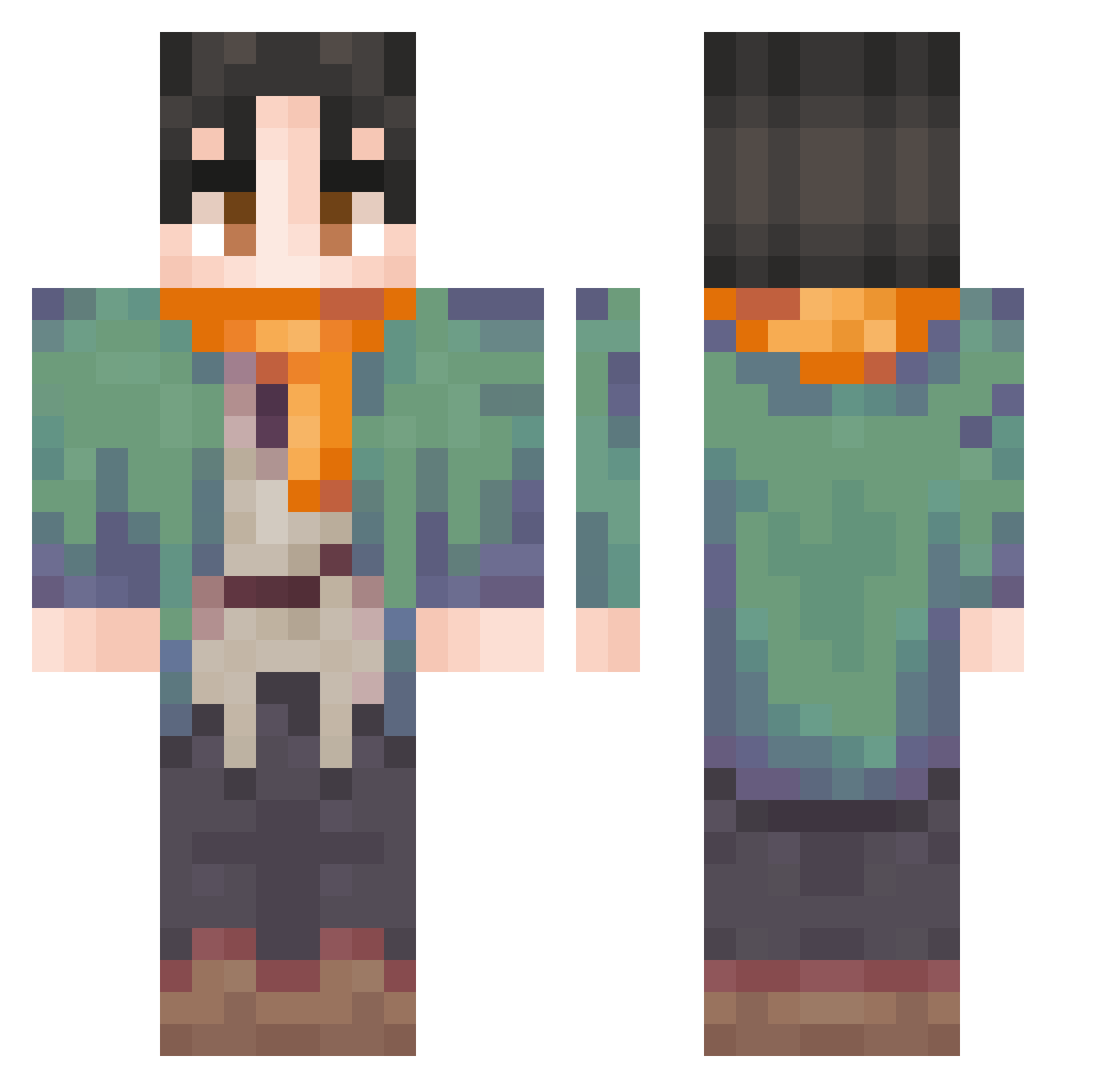 elModer Minecraft skin, front and back view