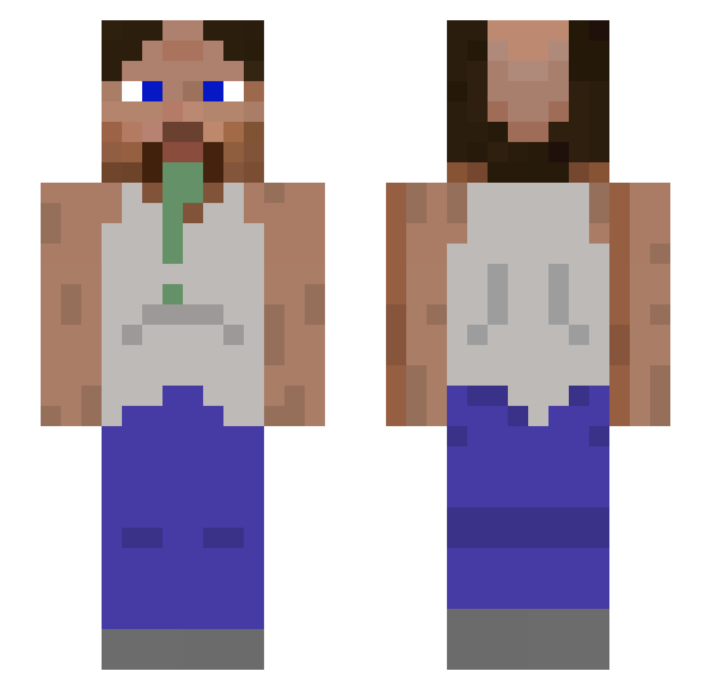 ChaosCyFeather Minecraft skin, front and back view